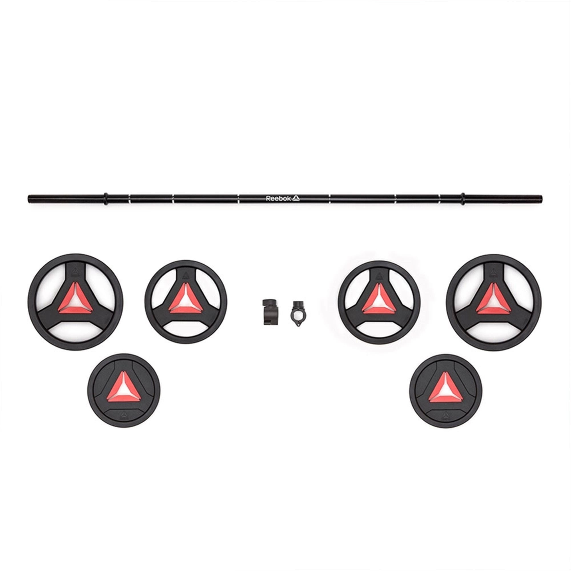 Reebok 91651-1 Twist Lock Weight Lifting Pump Set w/ Cast Iron Core, Black & Red
