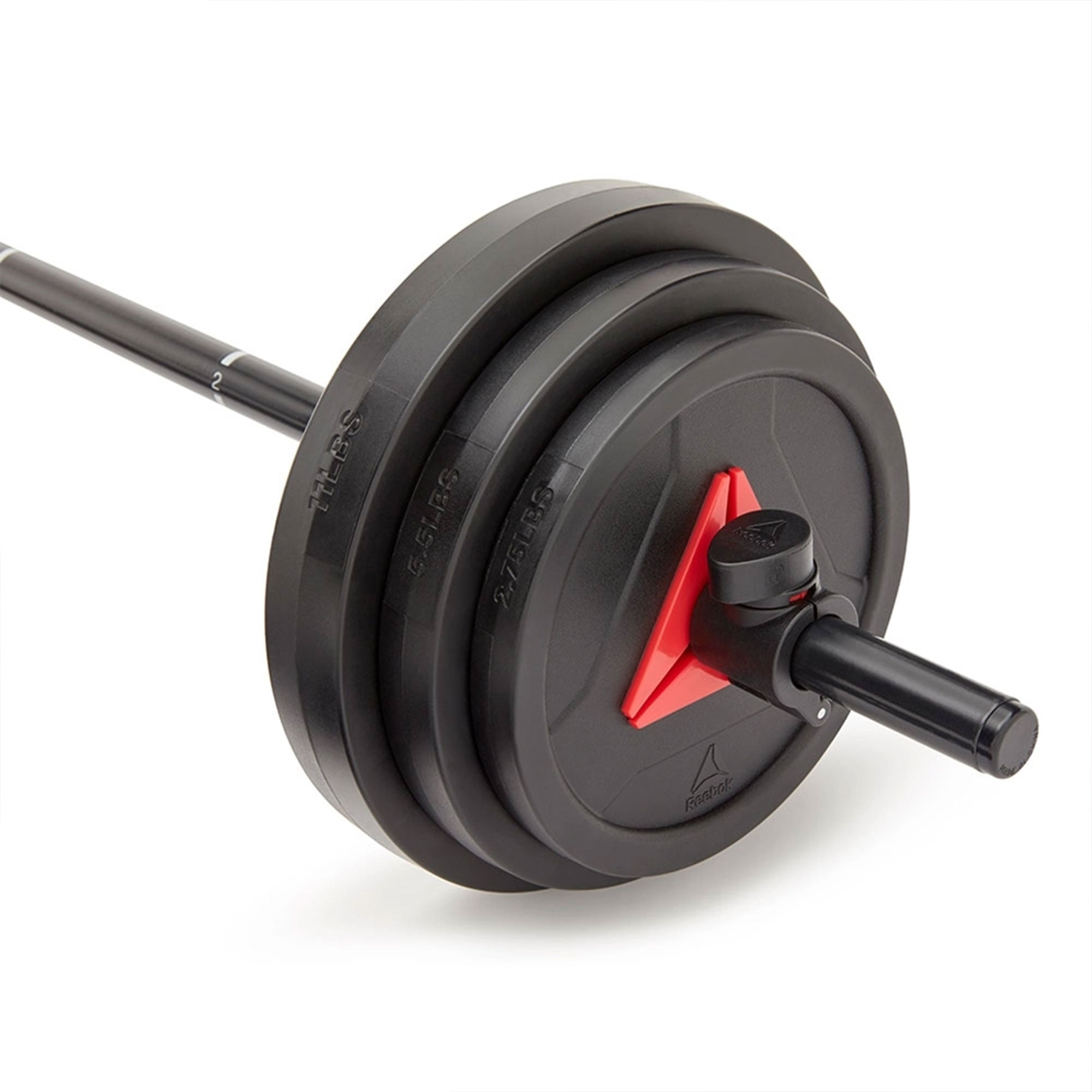 Reebok 91651-1 Twist Lock Weight Lifting Pump Set w/ Cast Iron Core, Black & Red
