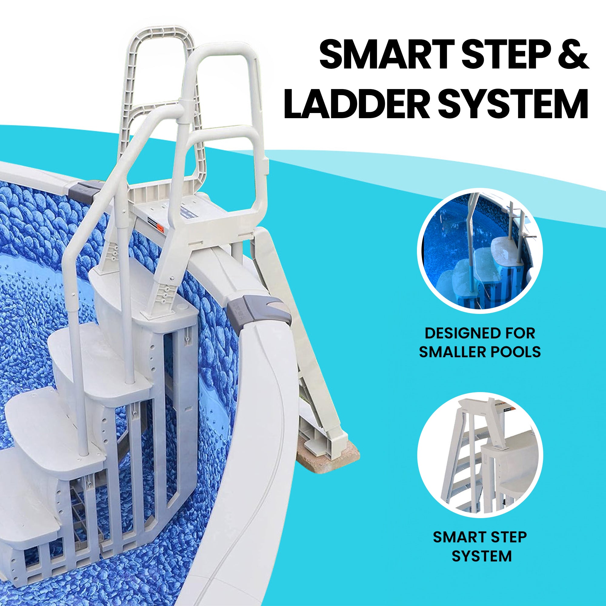 Main Access Smart Step 24" Wide Swimming Pool Entrance w/ Hand Rail, Taupe(USED) - VMInnovations