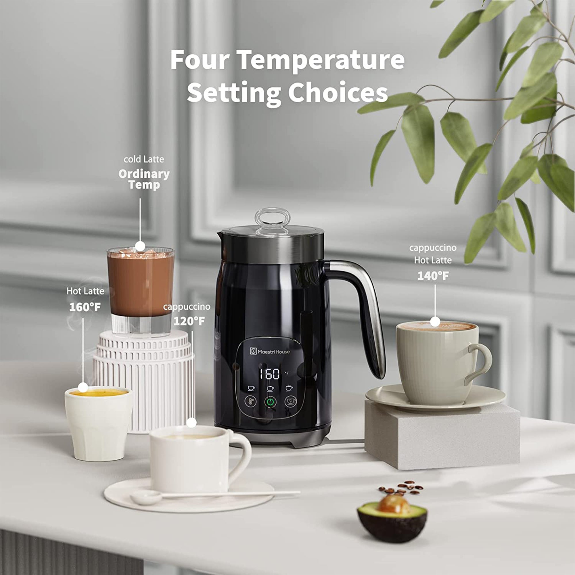 Maestri House Lrg Capacity Smart Adjustable Integrated Milk Frother , Blk(Used) - VMInnovations