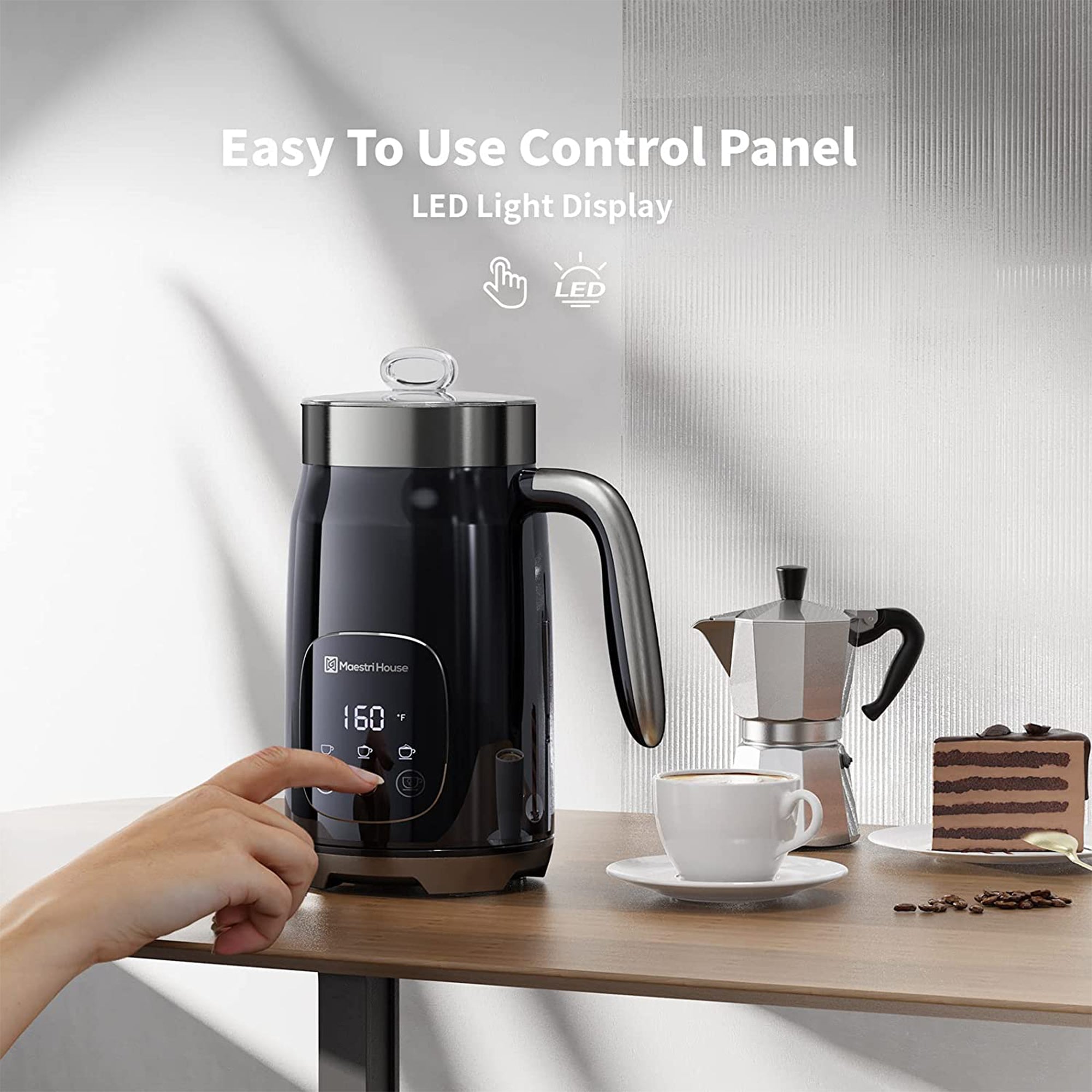 Maestri House Lrg Capacity Smart Adjustable Integrated Milk Frother , Blk(Used) - VMInnovations