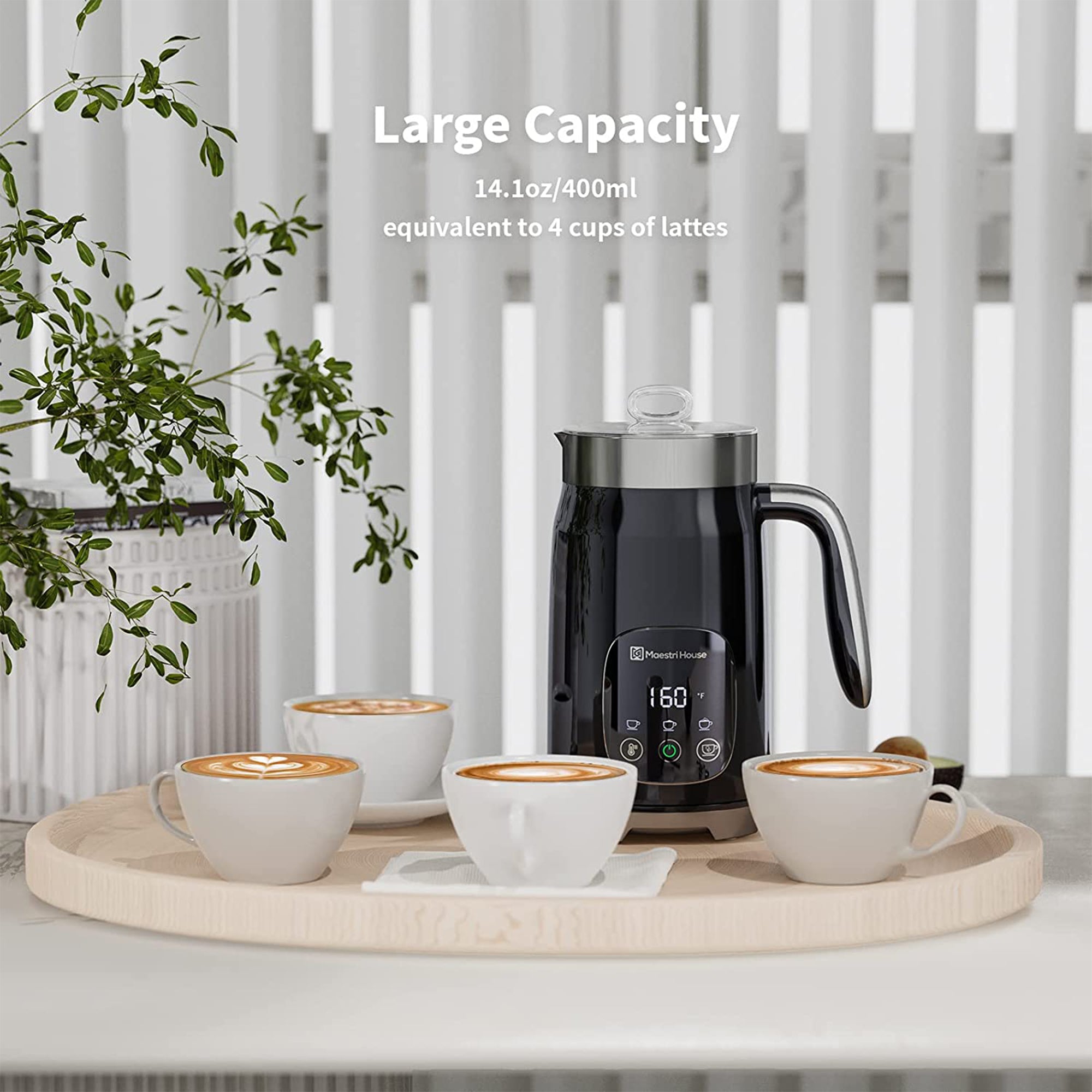 Maestri House Lrg Capacity Smart Adjustable Integrated Milk Frother , Blk(Used) - VMInnovations