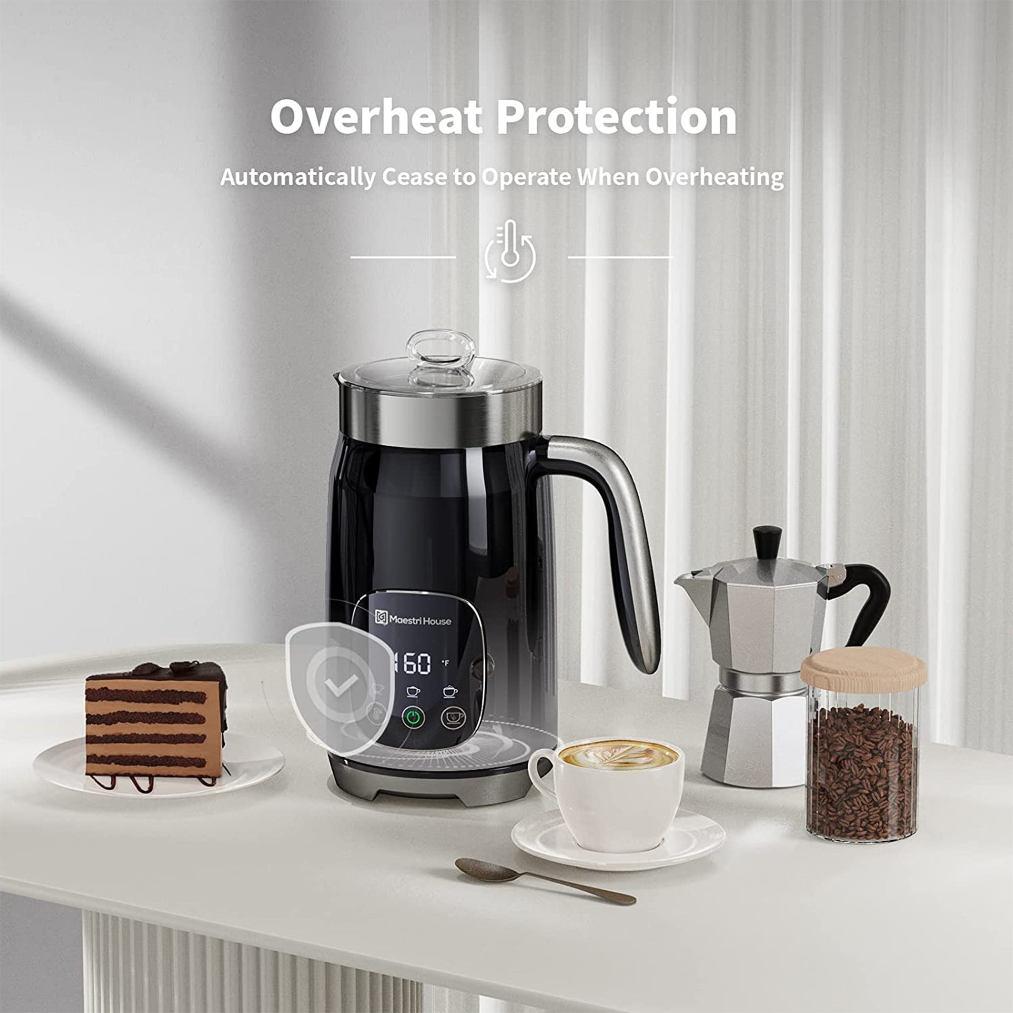 Maestri House Lrg Capacity Smart Adjustable Integrated Milk Frother , Blk(Used) - VMInnovations