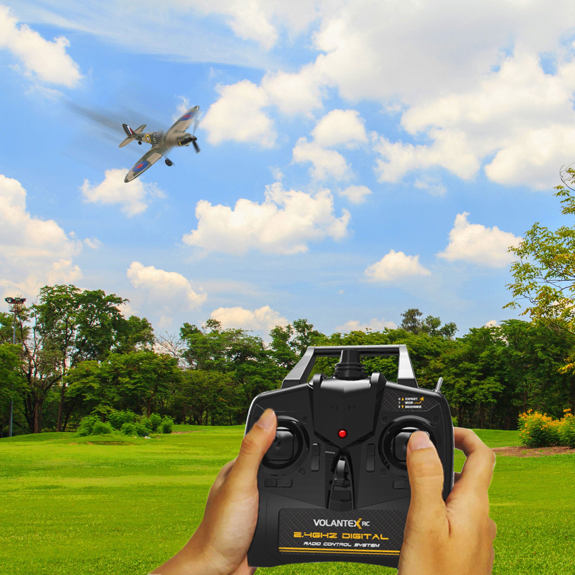 4-CH Spitfire One Key Remote Control Airplane with Xpilot Stabilizer (Used) - VMInnovations