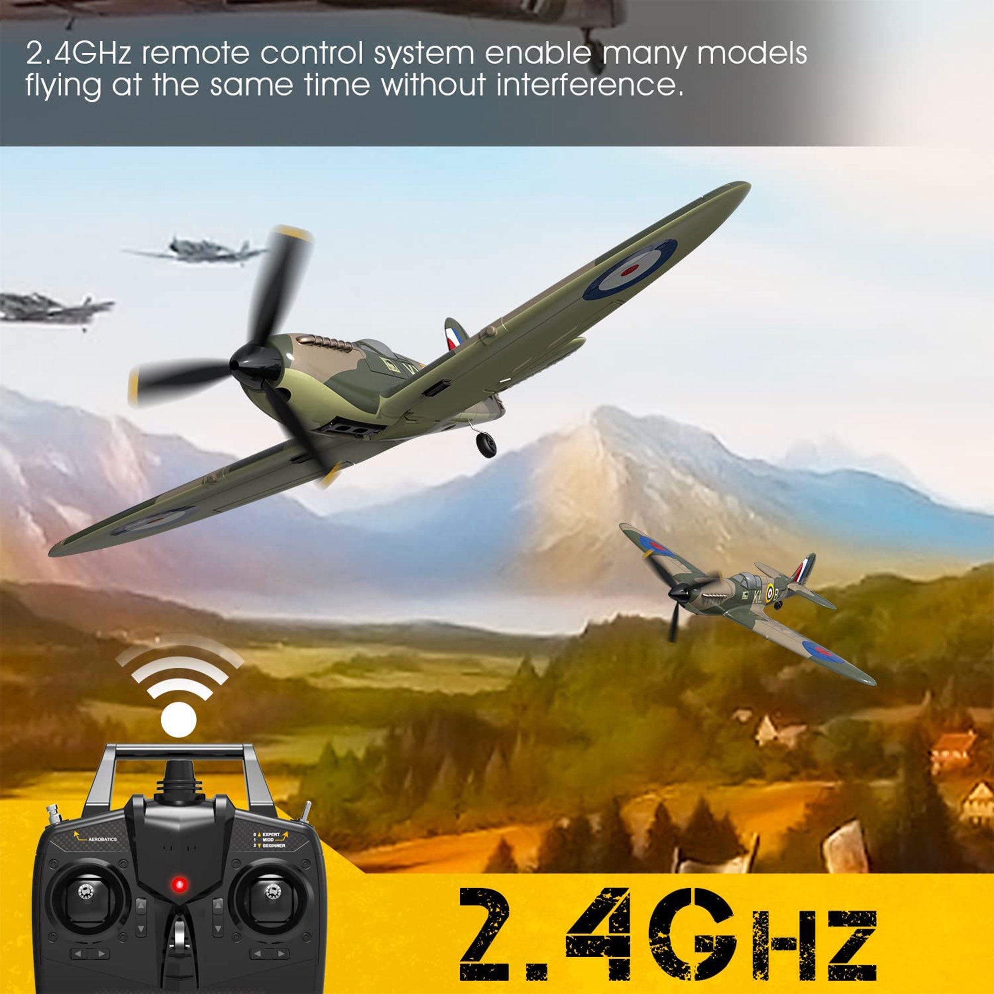 4-CH Spitfire One Key Remote Control Airplane with Xpilot Stabilizer (Used) - VMInnovations