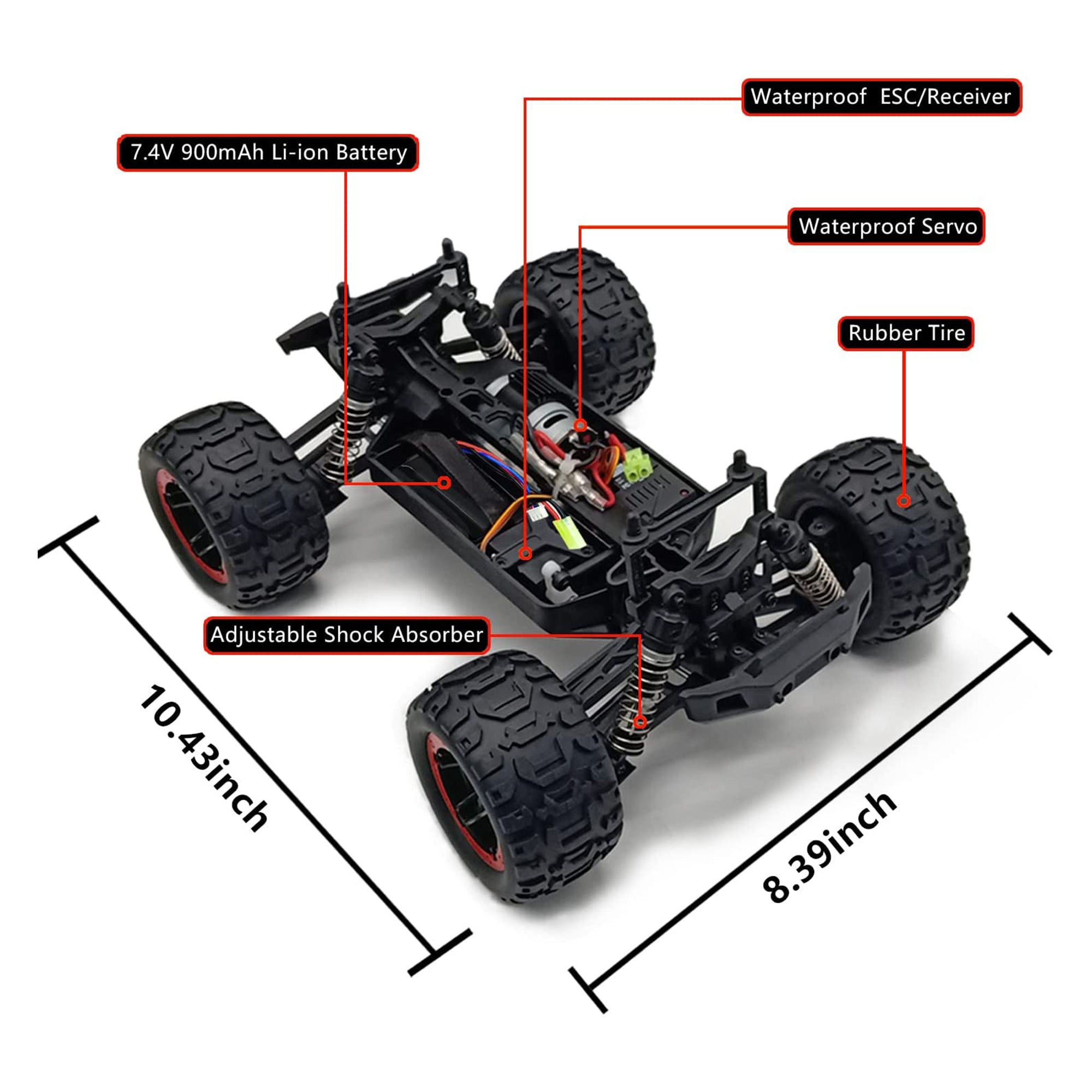 VOLANTEXRC 1:16 Ratio Scale Waterproof Remote Control All Terrain Monster Truck - VMInnovations