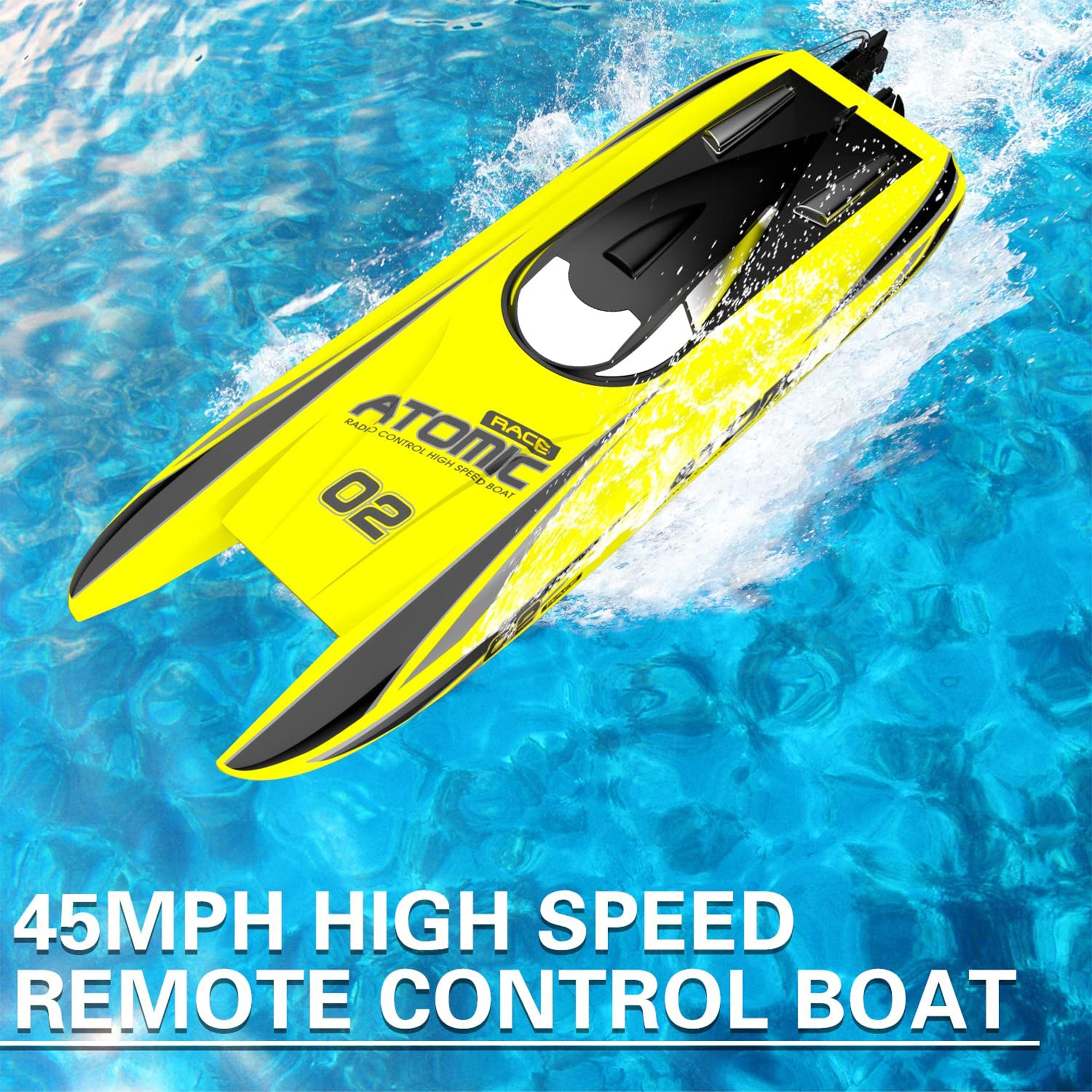 Atomic Brushless Remote Control Outdoor Electric Racing Boat, Yellow (Used) - VMInnovations