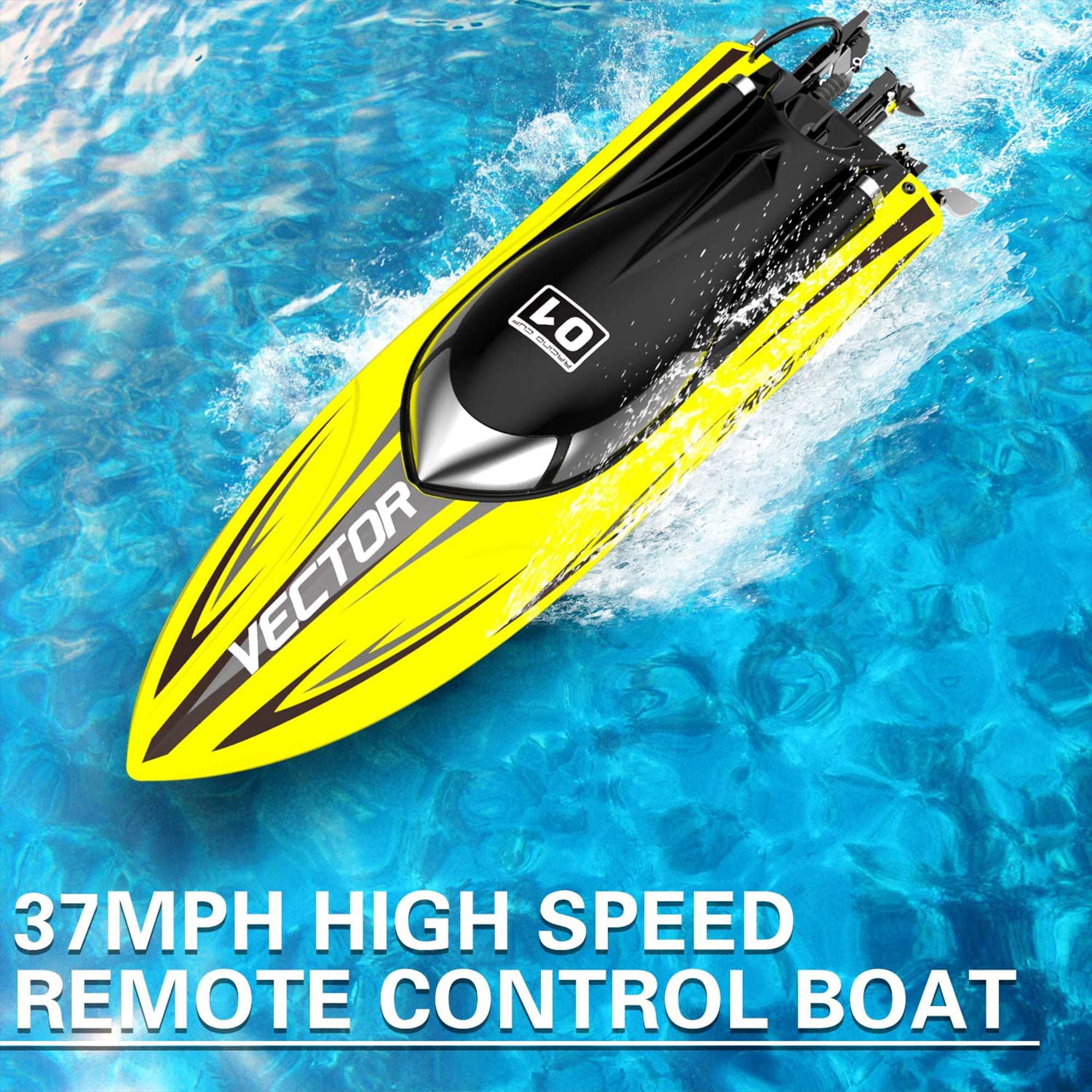VOLANTEXRC Vector SR65 37MPH Remote Control Outdoor Electric Racing Boat, Yellow - VMInnovations