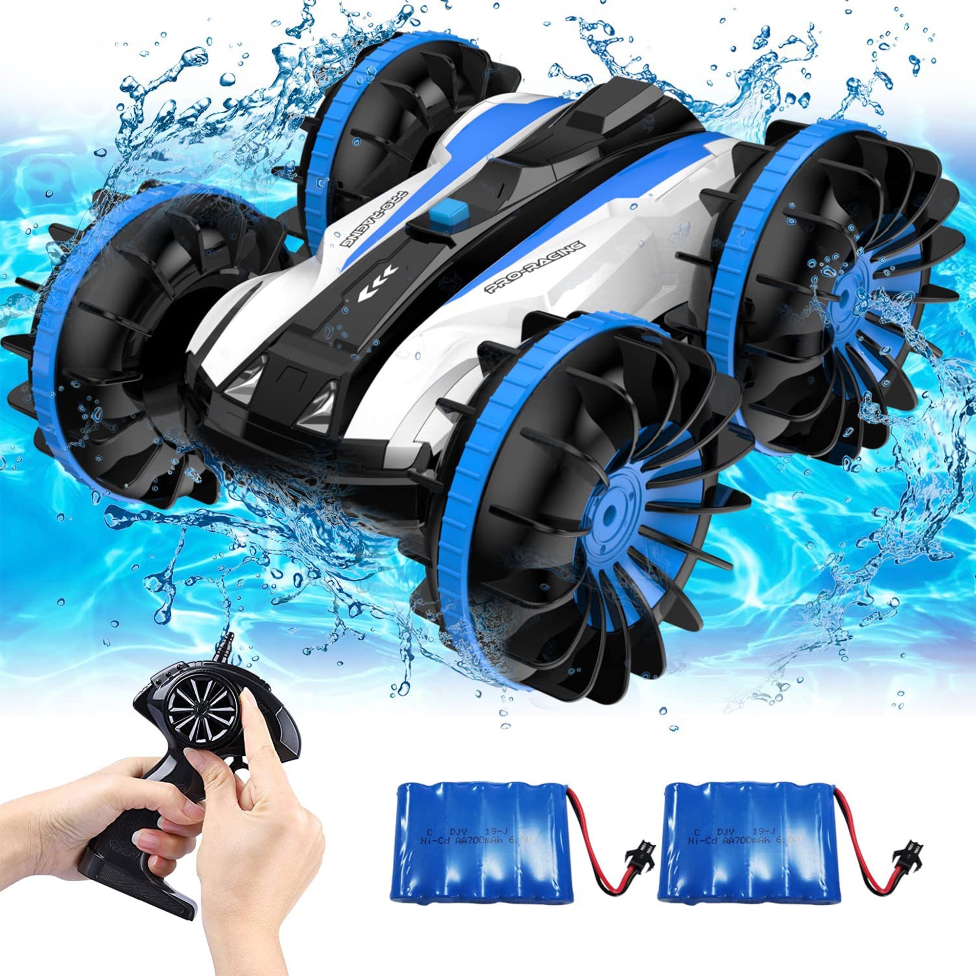 Amphibious Reversible All Terrain Remote Control Stunt Car, Blue (Open Box) - VMInnovations
