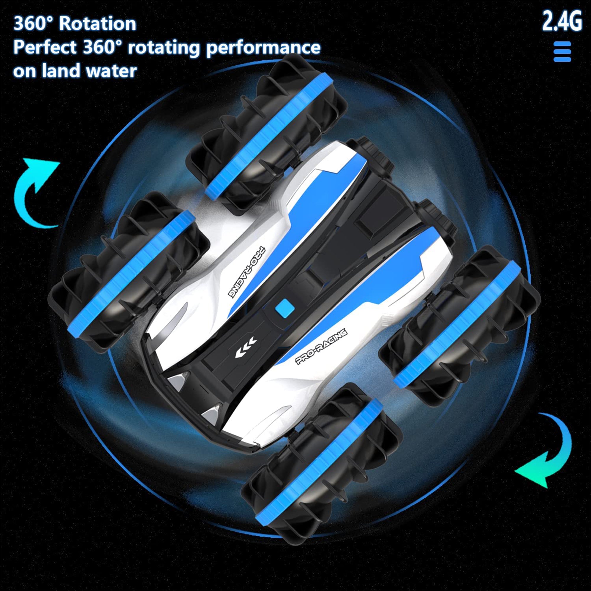 VOLANTEXRC Amphibious Reversible All Terrain Remote Control Stunt Car,Blue(Used) - VMInnovations