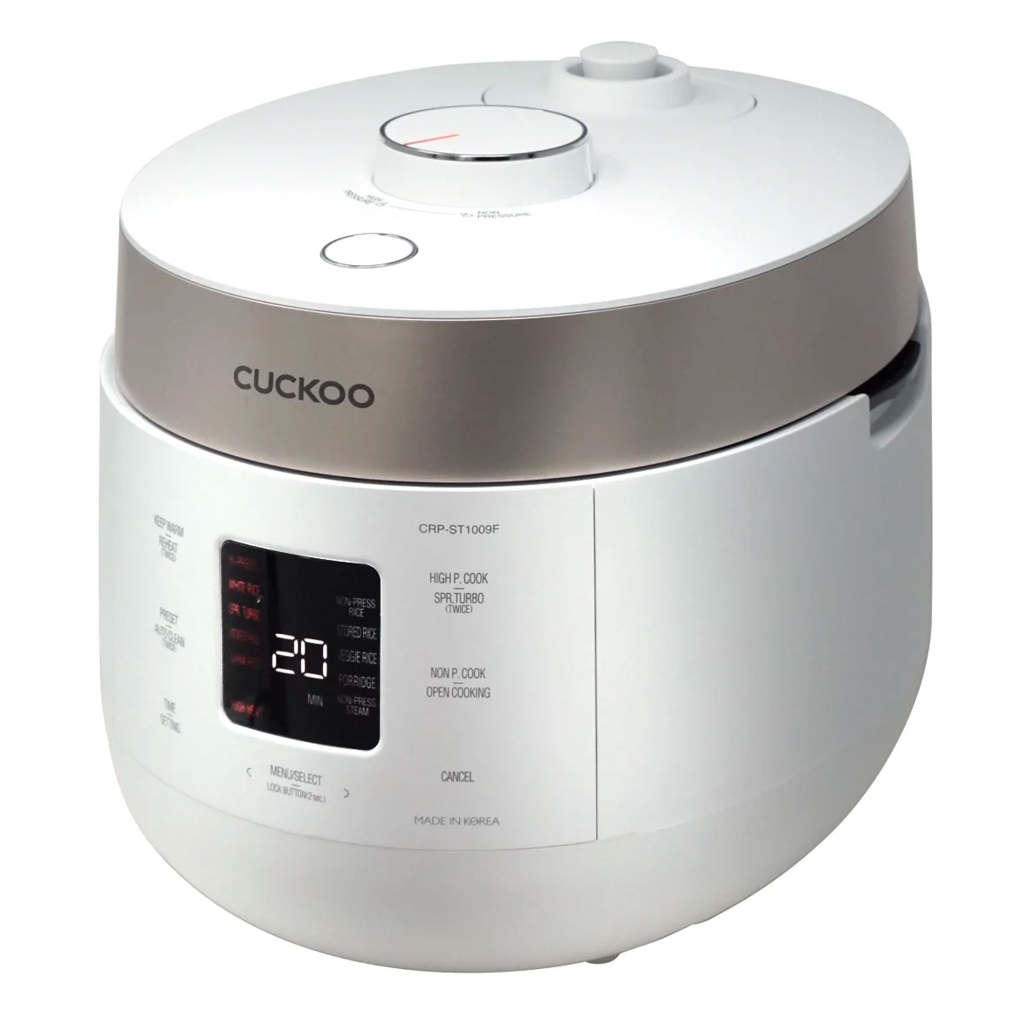 CUCKOO 10 Cup HP Twin Pressure Rice Cooker/Warmer with Nonstick Inner Pot, White