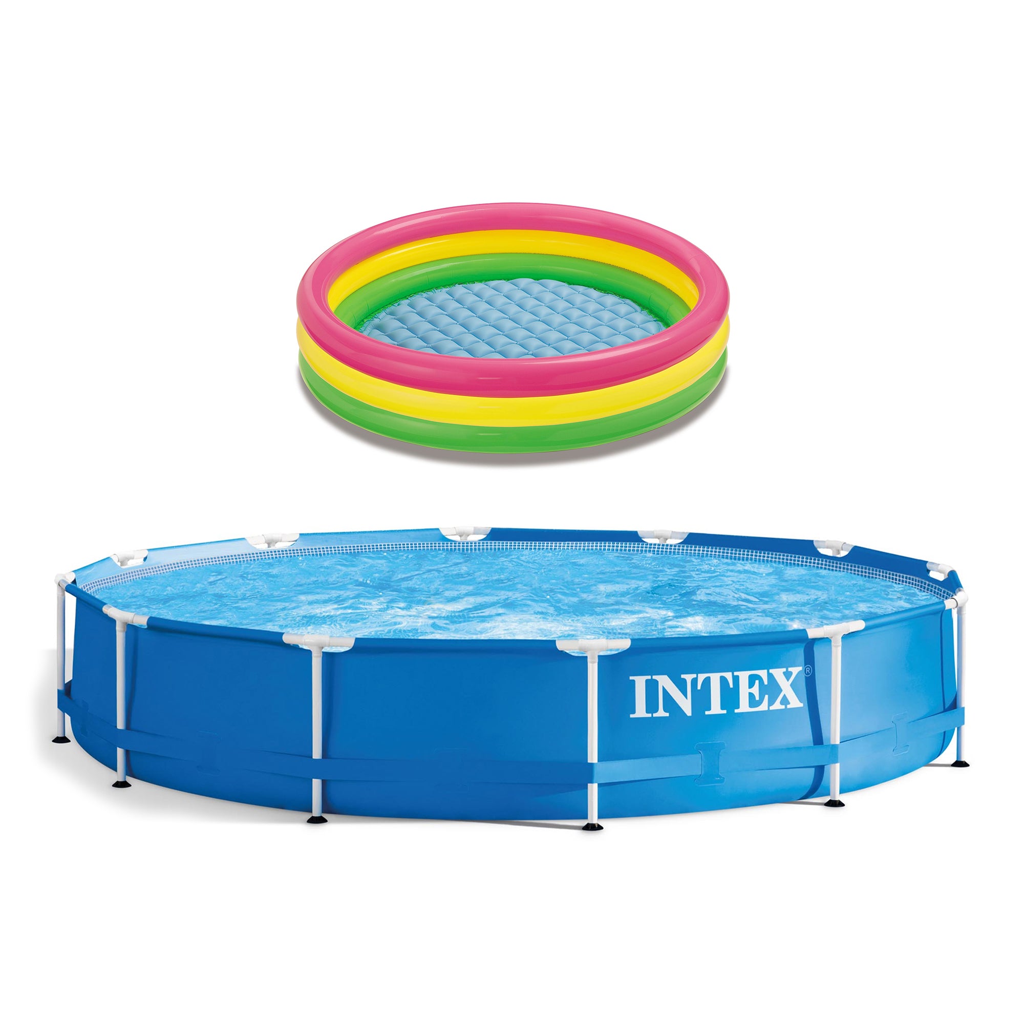 Intex 12' Above Ground Pool and Pump with 58" Inflatable Sunset Glow Kids Pool