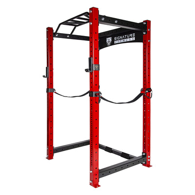 Signature Fitness SF-3 1,500 Pound Capacity 3" x 3" Power Cage Squat Rack, Red