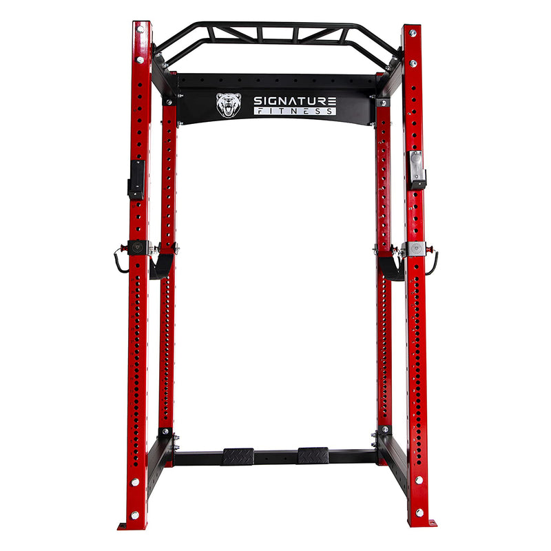 Signature Fitness SF-3 1,500 Pound Capacity 3" x 3" Power Cage Squat Rack, Red