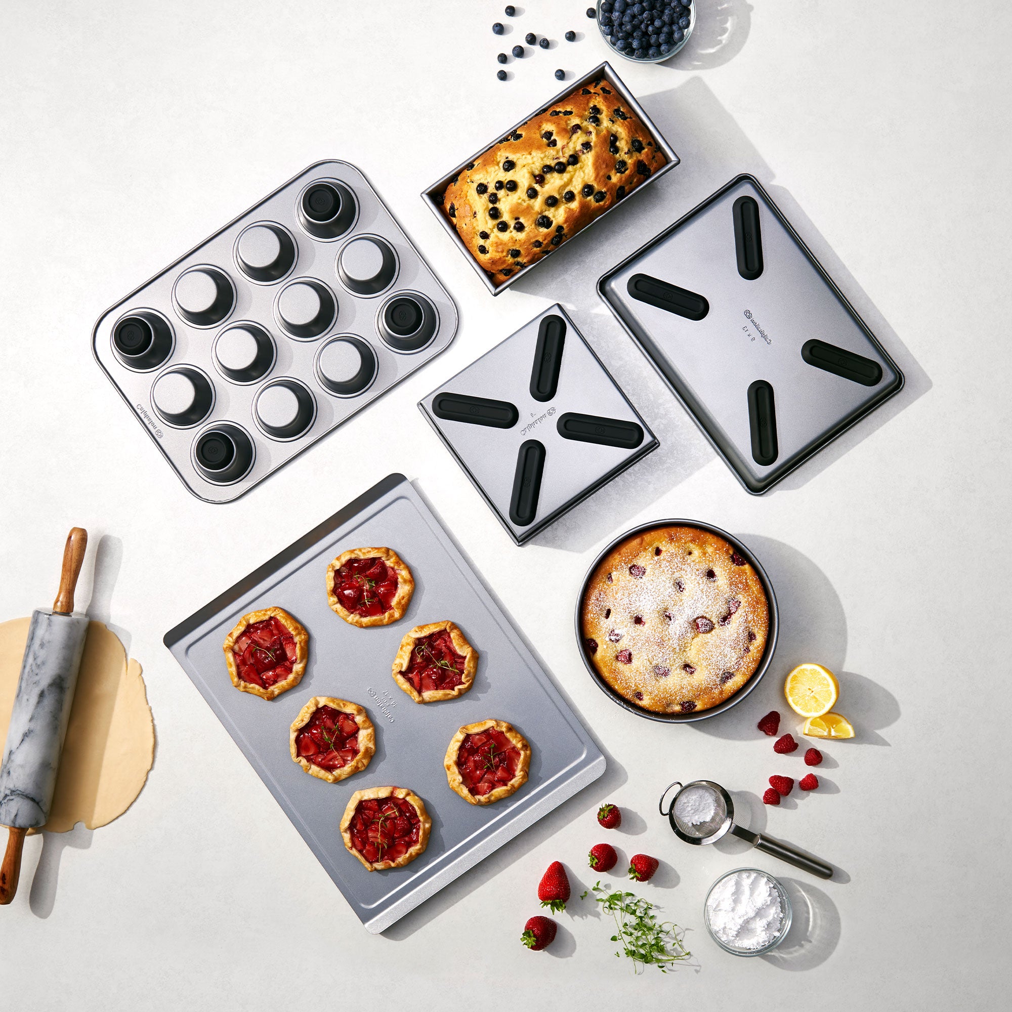 Calphalon 6 Piece Nonstick All Purpose Bakeware Set with Cookie Sheets, Silver - VMInnovations