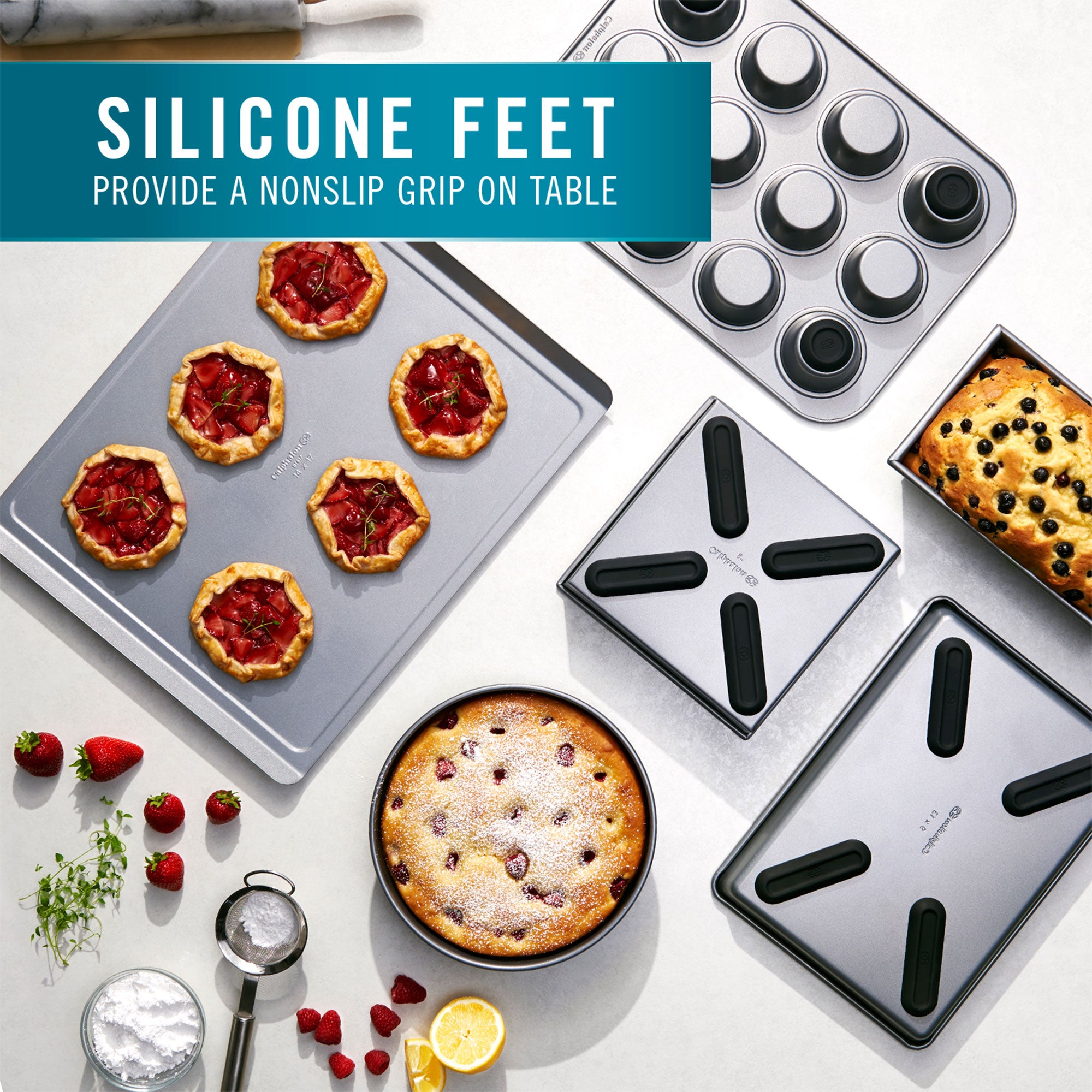 Calphalon 6 Piece Nonstick All Purpose Bakeware Set with Cookie Sheets, Silver - VMInnovations