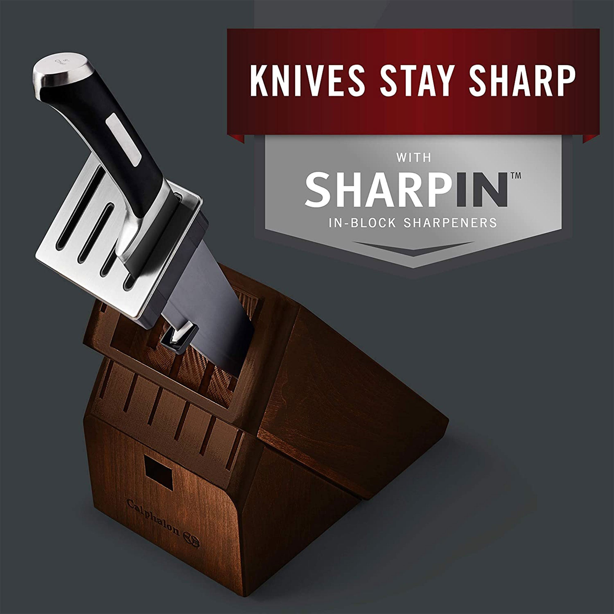 Calphalon Precision SharpIN Nonstick 13-Piece Knife Set w/ Self-Sharpening Block - VMInnovations