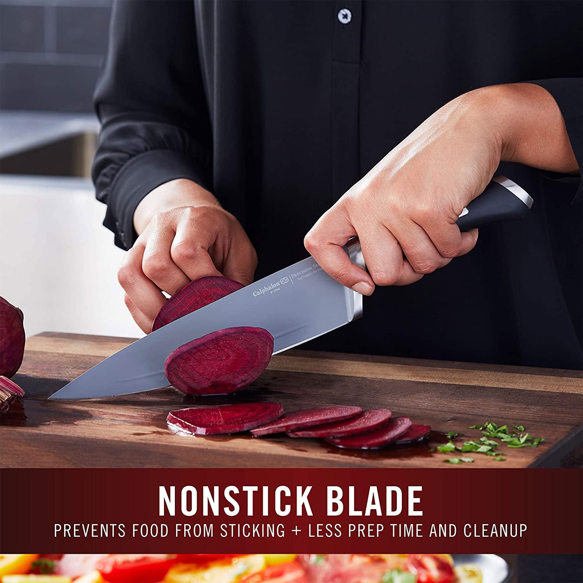 Calphalon Precision SharpIN Nonstick 13-Piece Knife Set w/ Self-Sharpening Block - VMInnovations