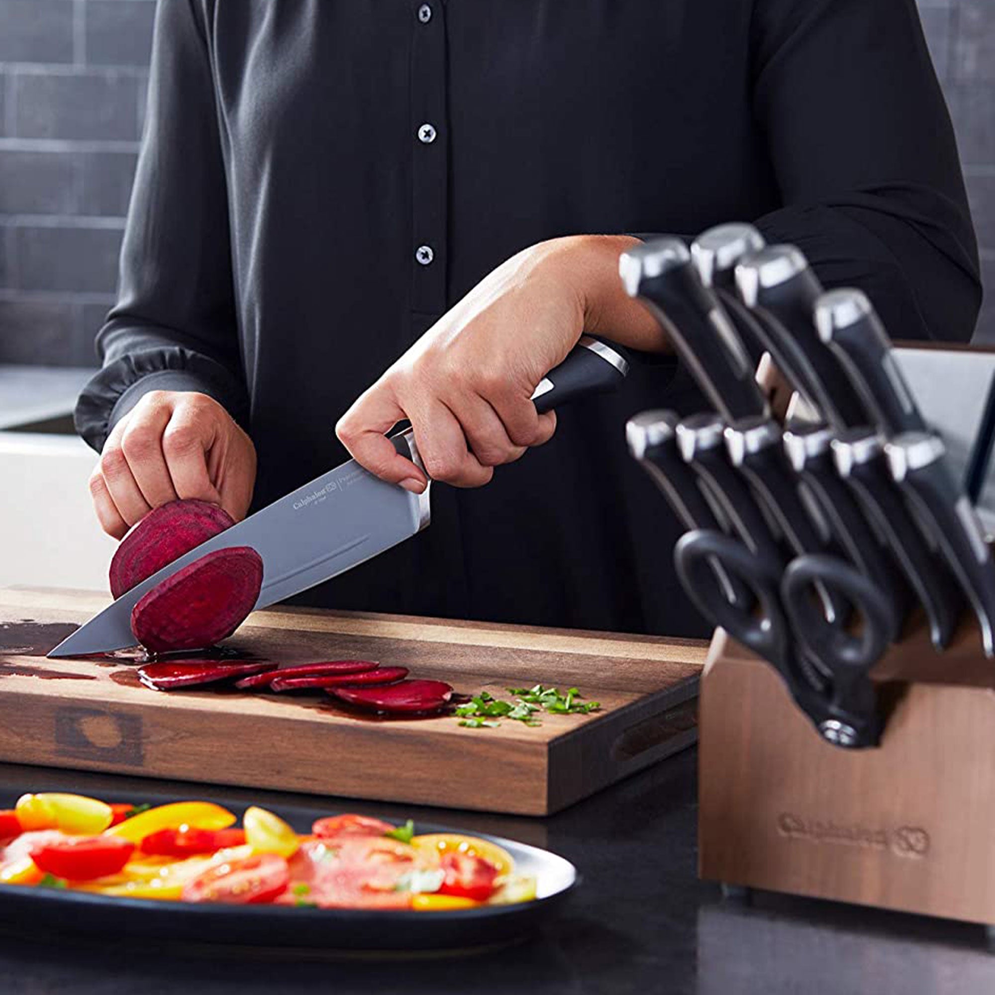 Calphalon Precision SharpIN Nonstick 13-Piece Knife Set w/ Self-Sharpening Block - VMInnovations