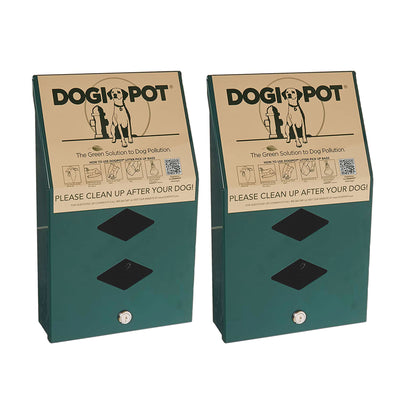 Dogipot Aluminum Junior Bag Dispenser w/ 400 Bag Capacity, Forest Green (2 Pack)