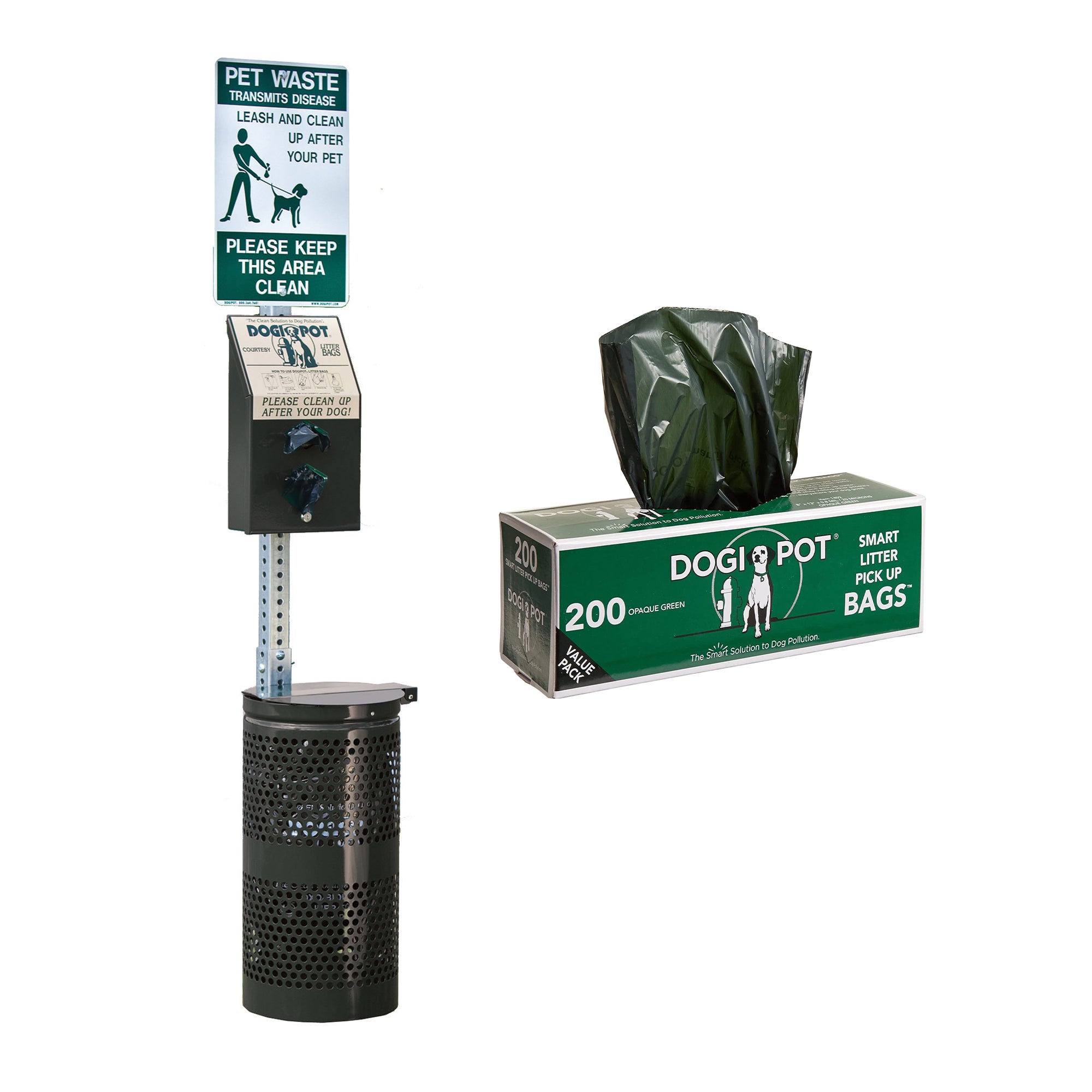 Dogipot High Traffic Pet Station Bag Dispenser with Case of 2,000 Waste Bags