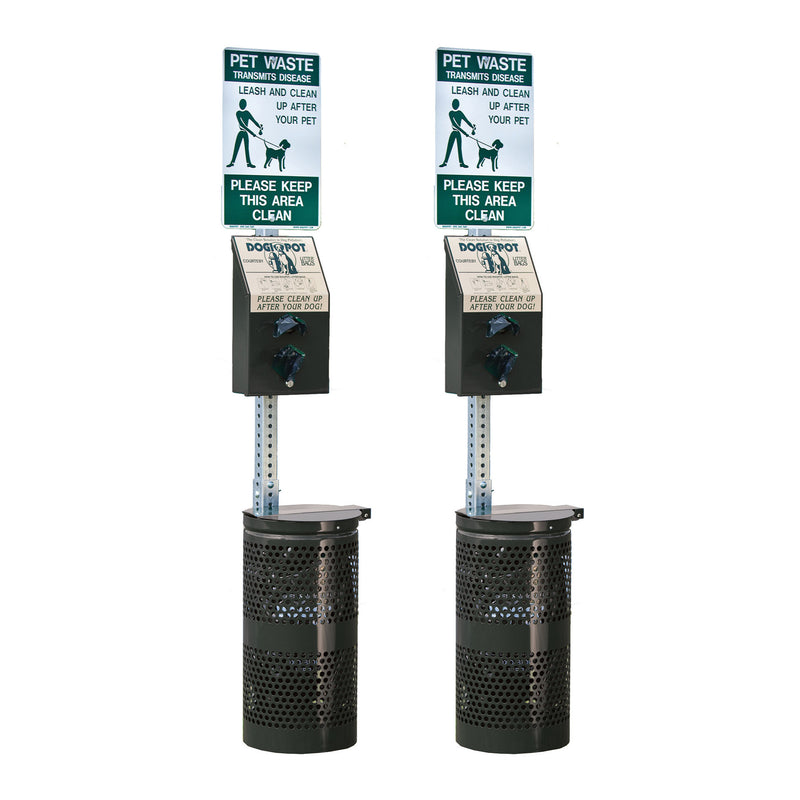 Dogipot Aluminum Pet Station for High Traffic Dog Friendly Areas, Green (2 Pack)