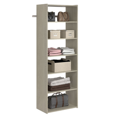 Easy Track Essential Shelf Tower Storage System and Organizer, Weathered Grey