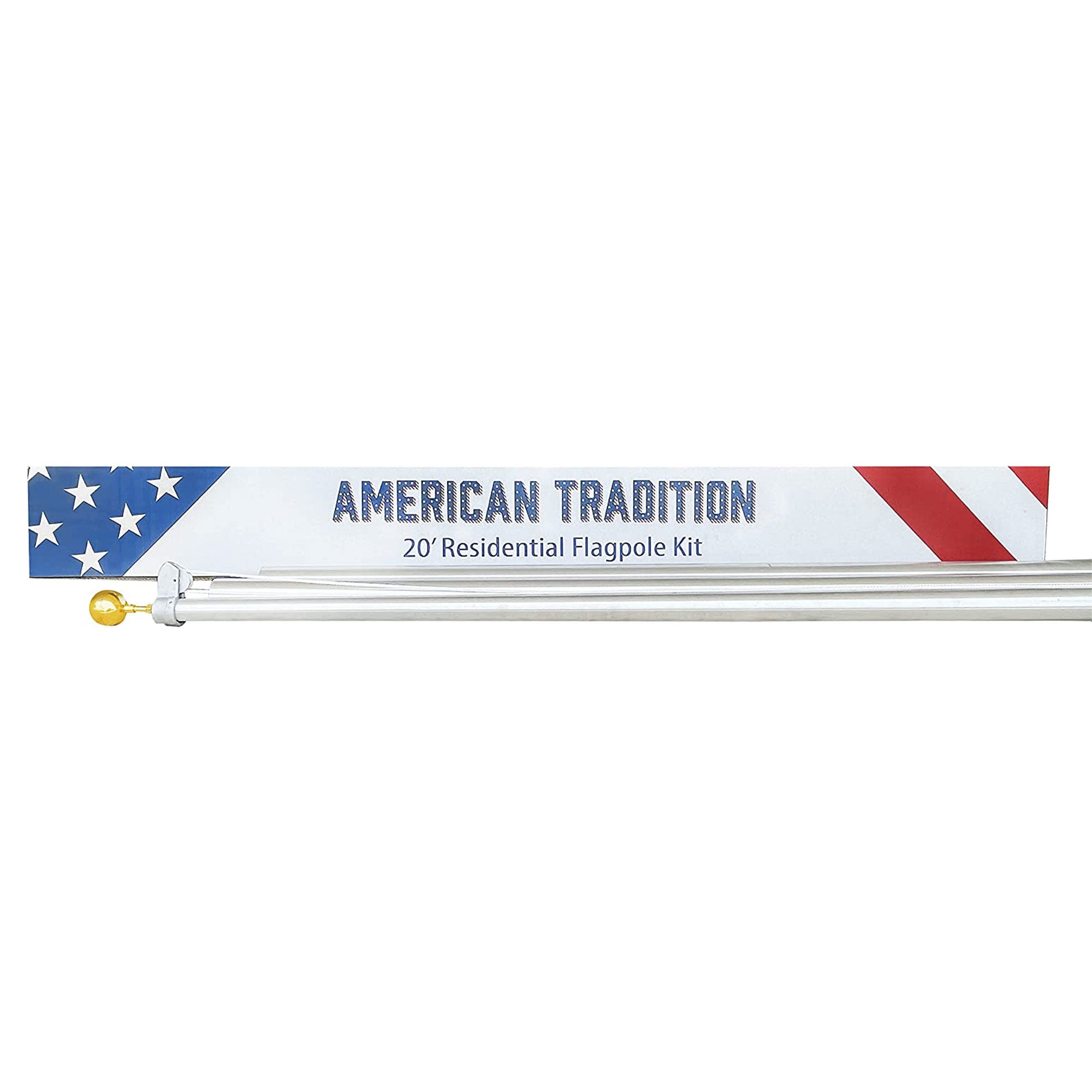 Concord American Flagpole Tapered Aluminum Residential Pole Kit, Satin, 25 Feet