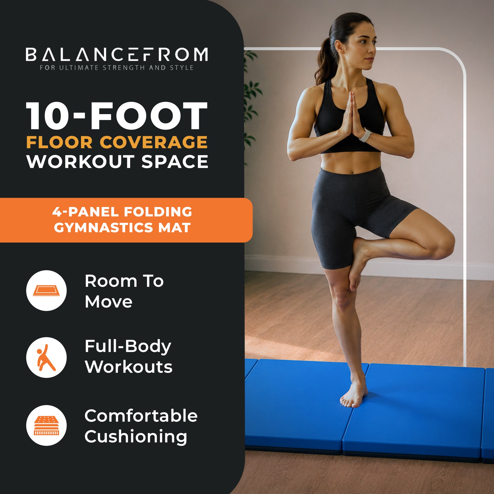BalanceFrom Fitness 120 x 48" All Purpose Folding Gymnastics Exercise Mat, Blue