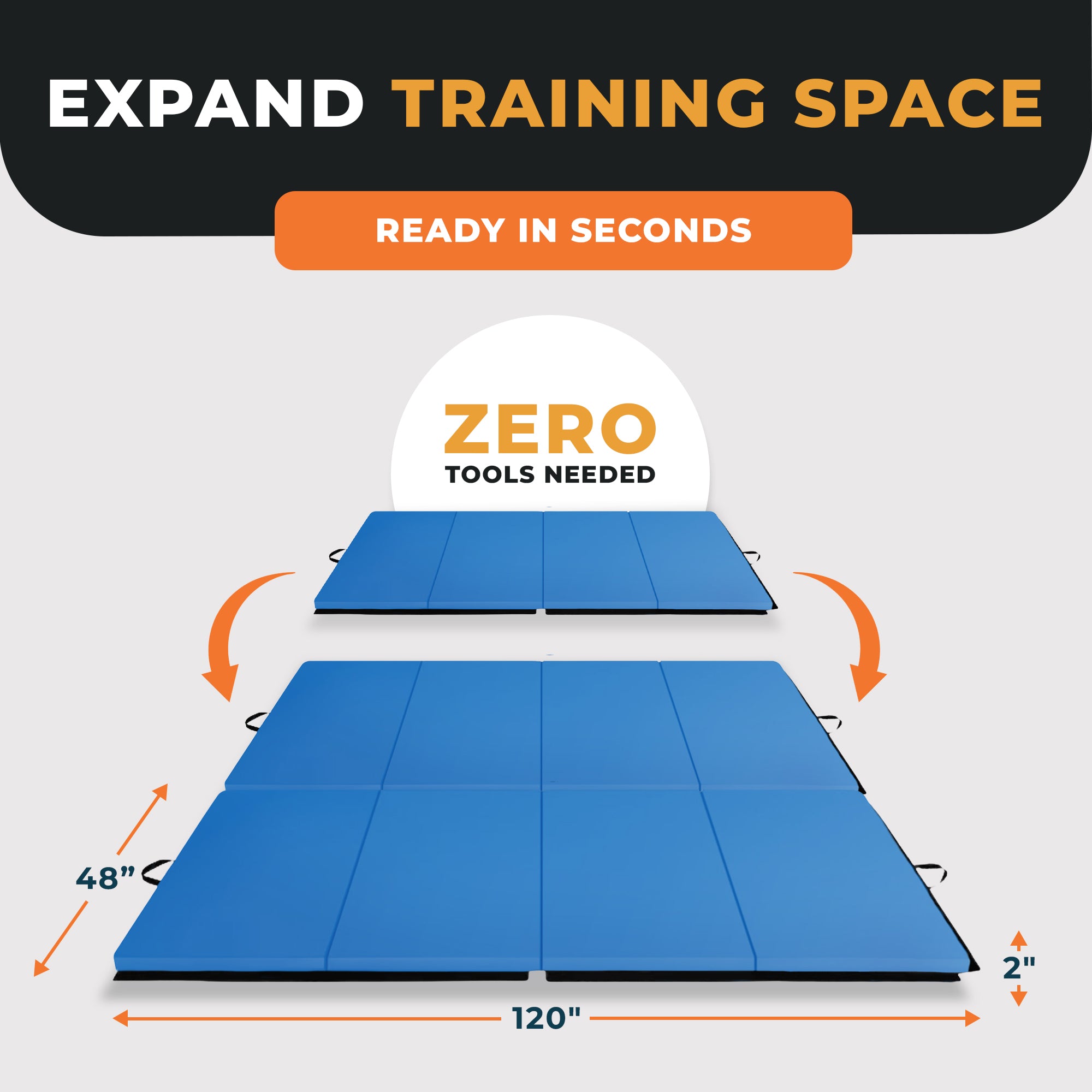 BalanceFrom Fitness 120 x 48" All Purpose Folding Gymnastics Exercise Mat, Blue