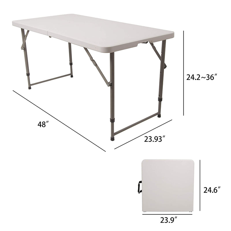 CaliGreen Tools 4 Ft Portable Plastic Folding Multipurpose Utility Table, White