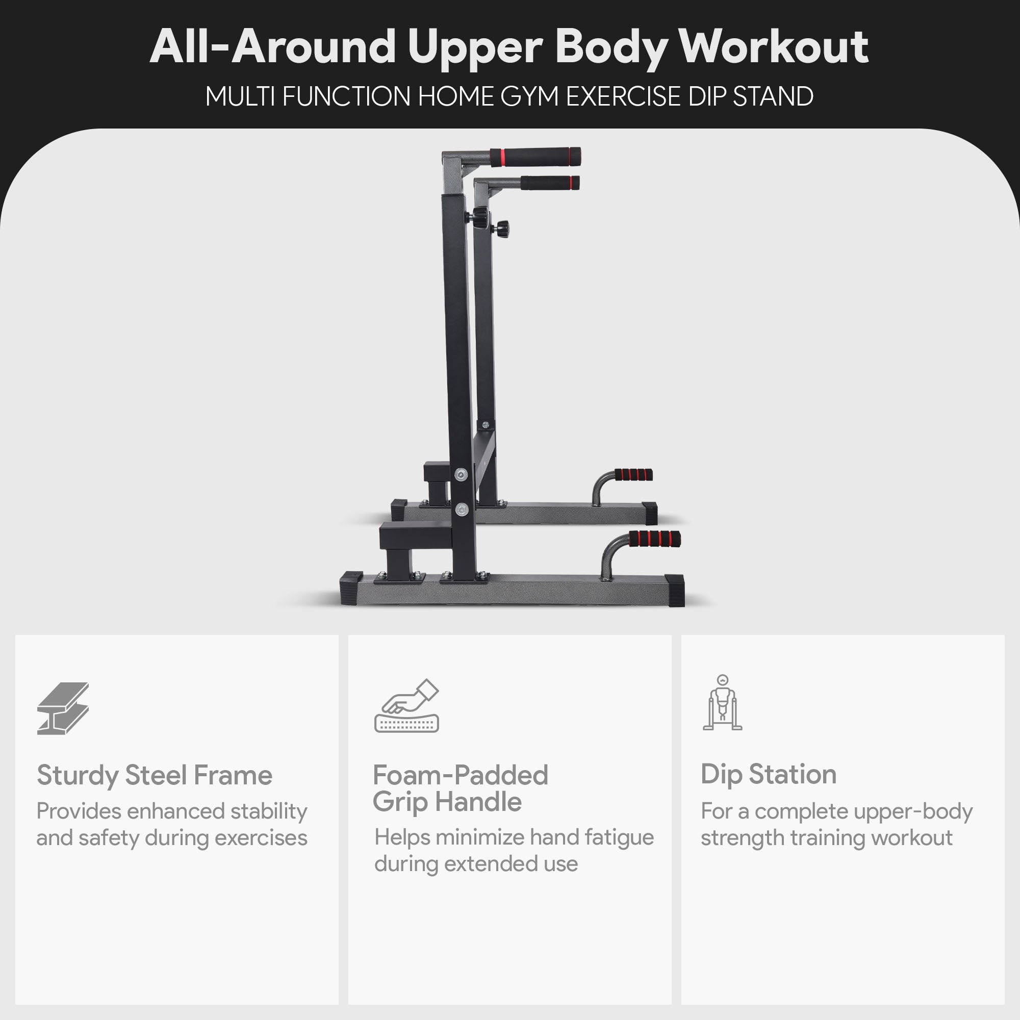 BalanceFrom Multi-Function Home Gym Exercise Dip Stand 500lb Cap Black(Open Box)