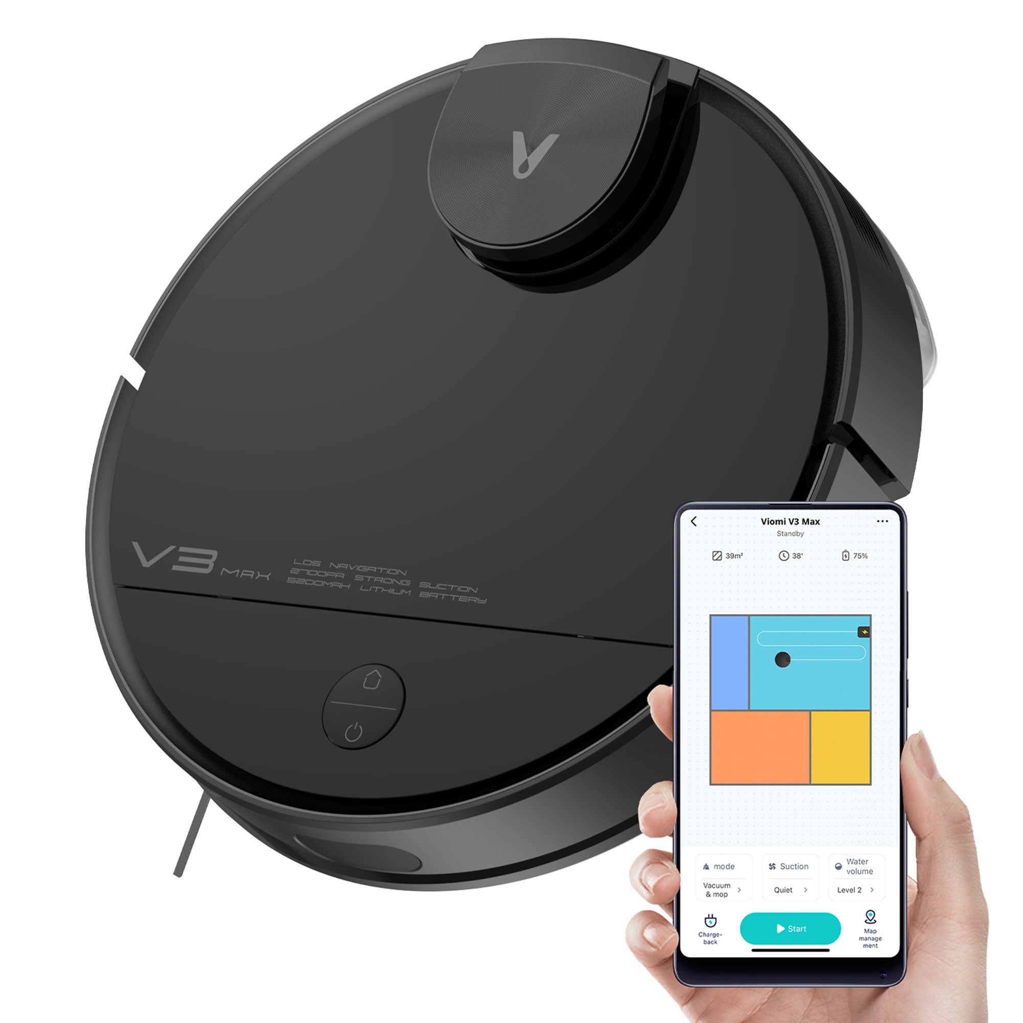 Viomi Smart Robot Vacuum V3 Max Duster & Mop for Multi Floors, Black (For Parts) - VMInnovations