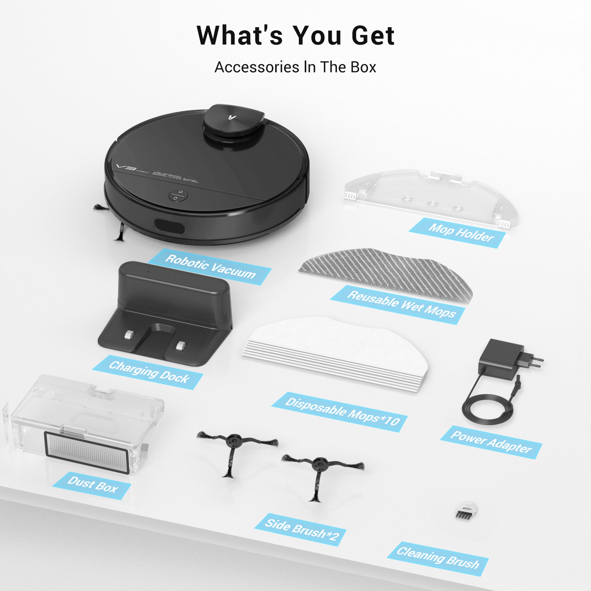 Viomi Smart Robot Vacuum V3 Max Duster & Mop for Multi Floors, Black (For Parts) - VMInnovations