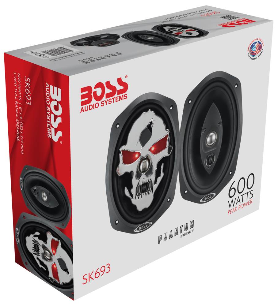 BOSS SKULL SK693 6x9" 600W 3 Way Coaxial Car Speakers Stereo Audio