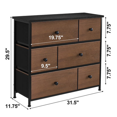 6 Drawer Dresser Organization Storage Unit with Steel Frame, Espresso (Open Box)