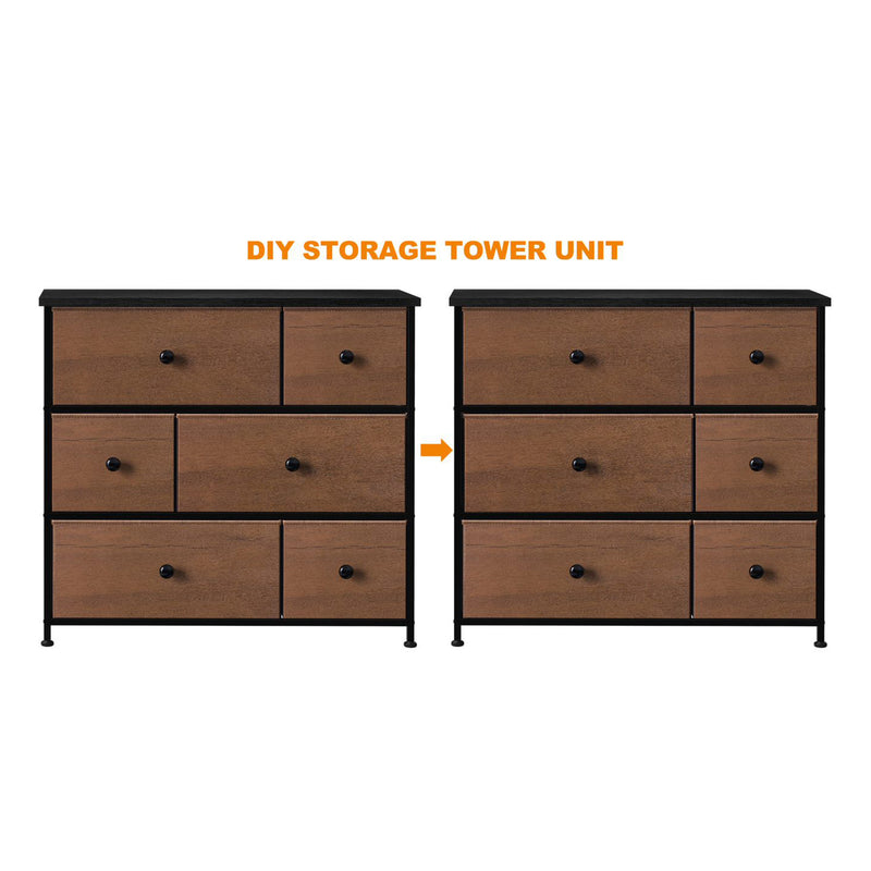 6 Drawer Dresser Organization Storage Unit with Steel Frame, Espresso (Open Box)