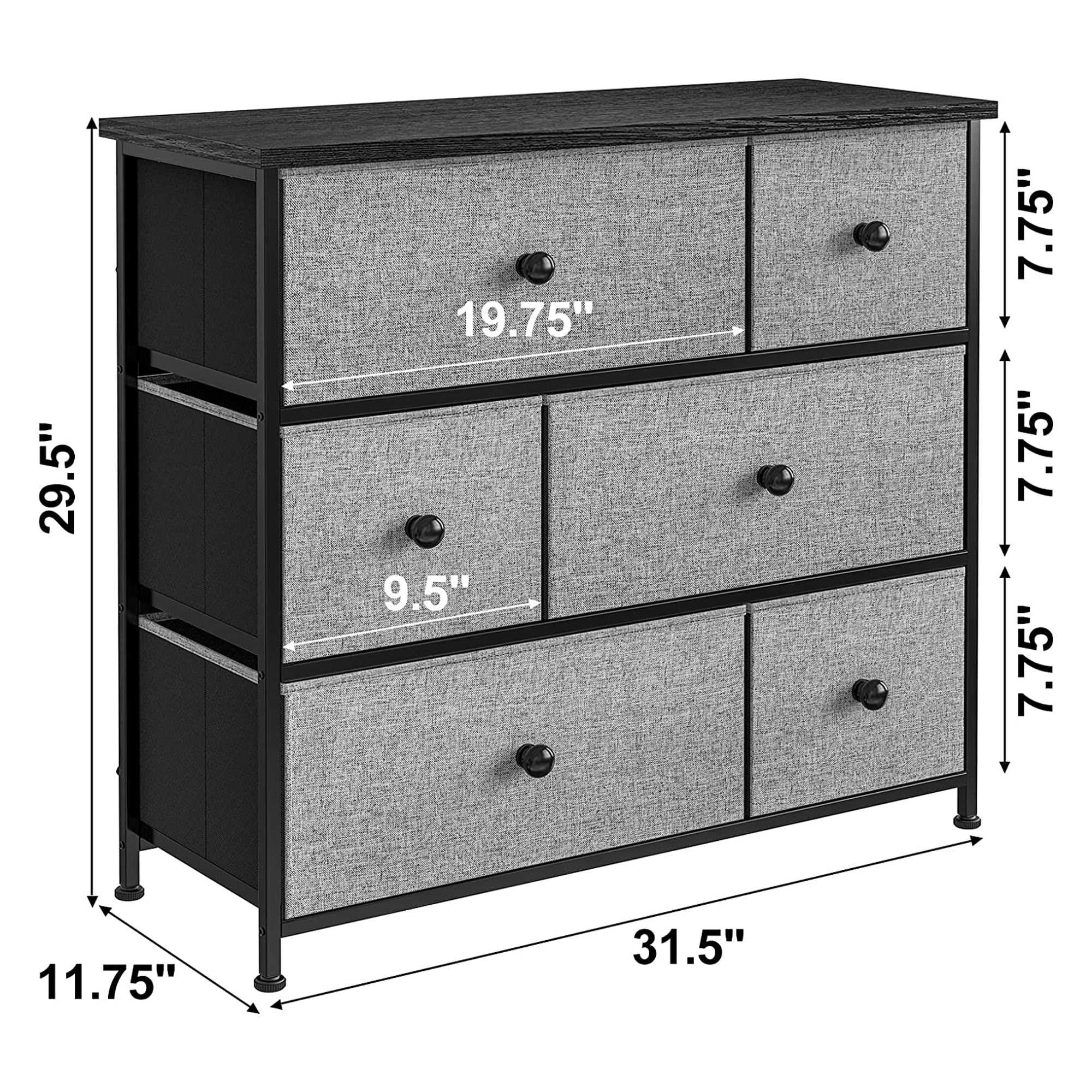 6 Drawer Dresser Organization Storage Unit with Steel Frame (Open Box) - VMInnovations