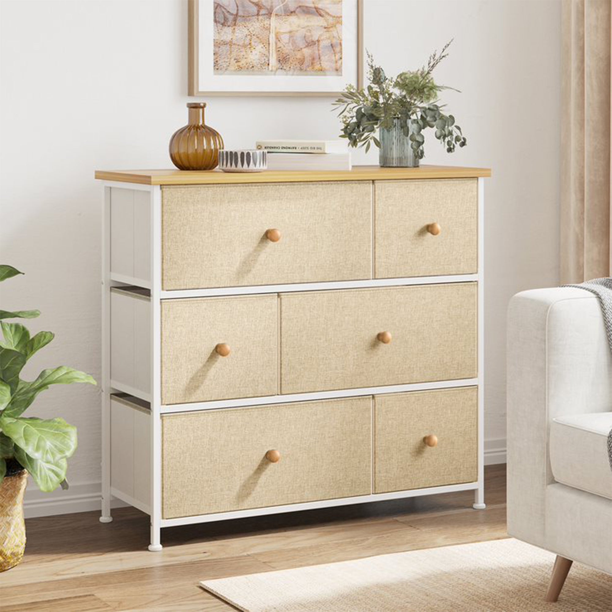 REAHOME 6 Drawer Dresser Organization Storage Unit with Steel Frame (Open Box) - VMInnovations