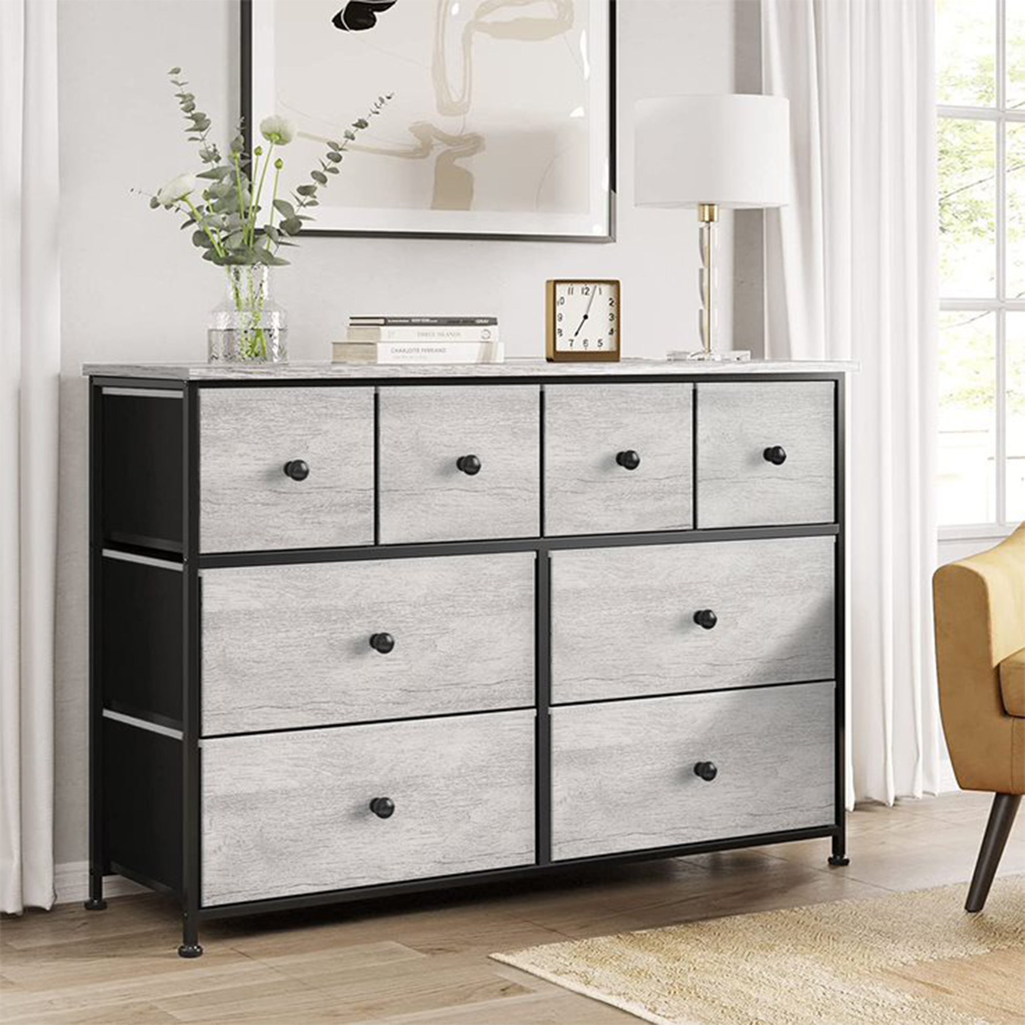 REAHOME 8 Drawer Steel Frame Bedroom Storage Organizer Chest Dresser, Dark Taupe - VMInnovations
