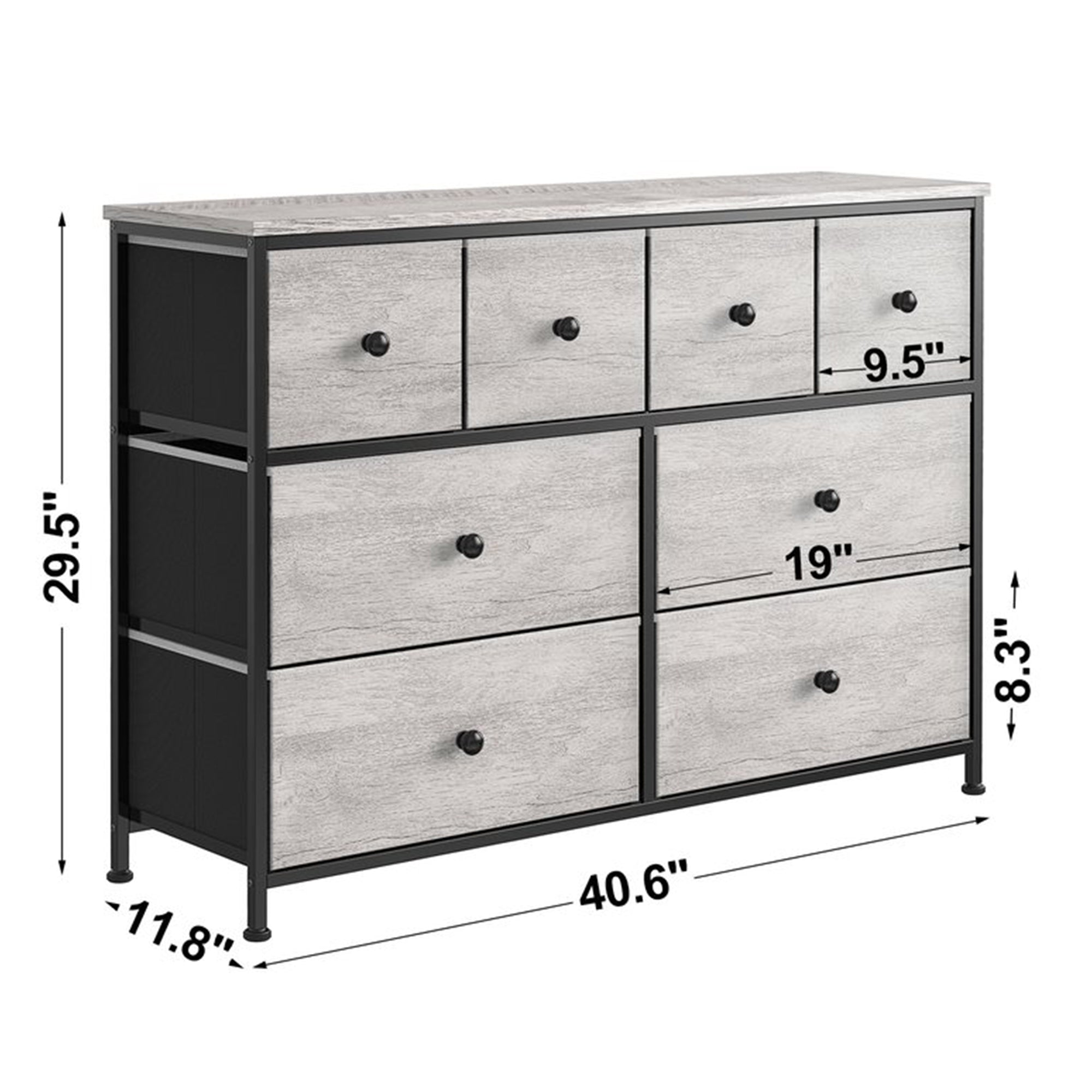 REAHOME 8 Drawer Steel Frame Bedroom Storage Organizer Chest Dresser, Dark Taupe - VMInnovations