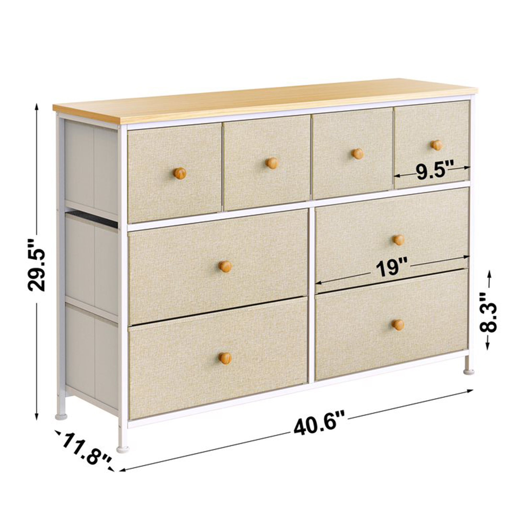 8 Drawer Steel Frame Bedroom Storage Organizer Chest Dresser, Taupe (Open Box) - VMInnovations