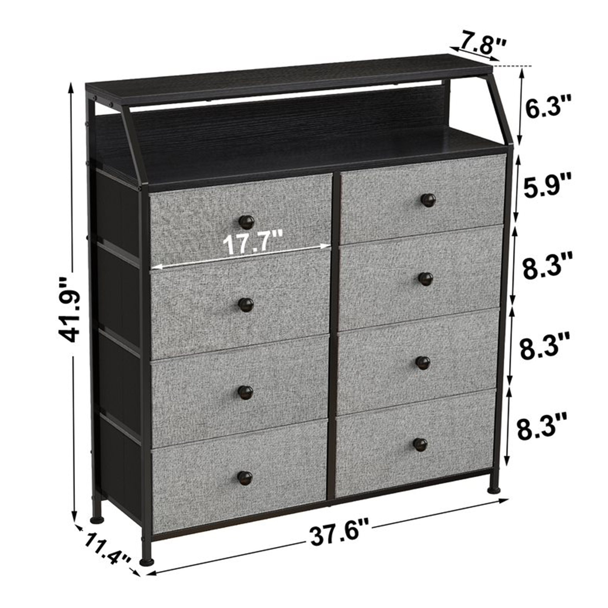 REAHOME 8 Drawer Wood Top Dresser w/ 2 Drawer Organizers, Light Grey (Used) - VMInnovations