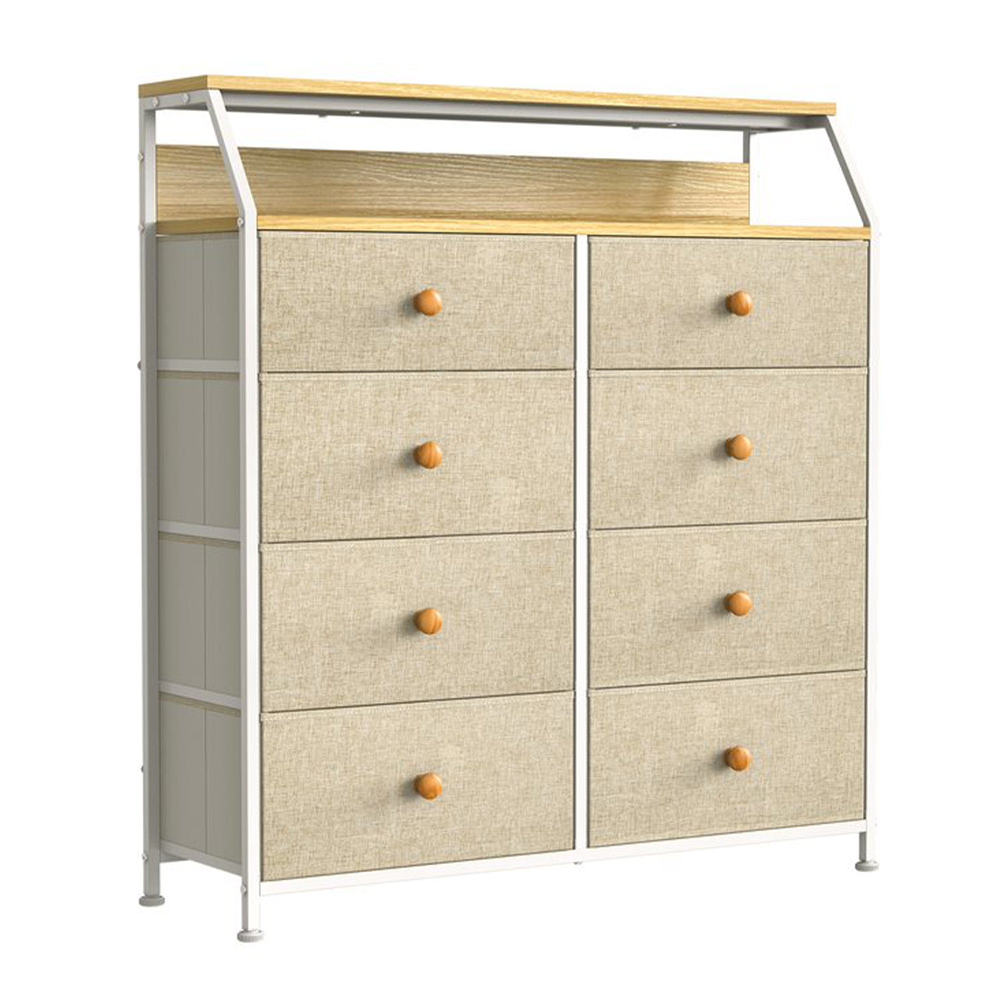 REAHOME 8 Drawer Wood Top Storage Organizer Dresser w/2 Drawer Organizers, Taupe - VMInnovations