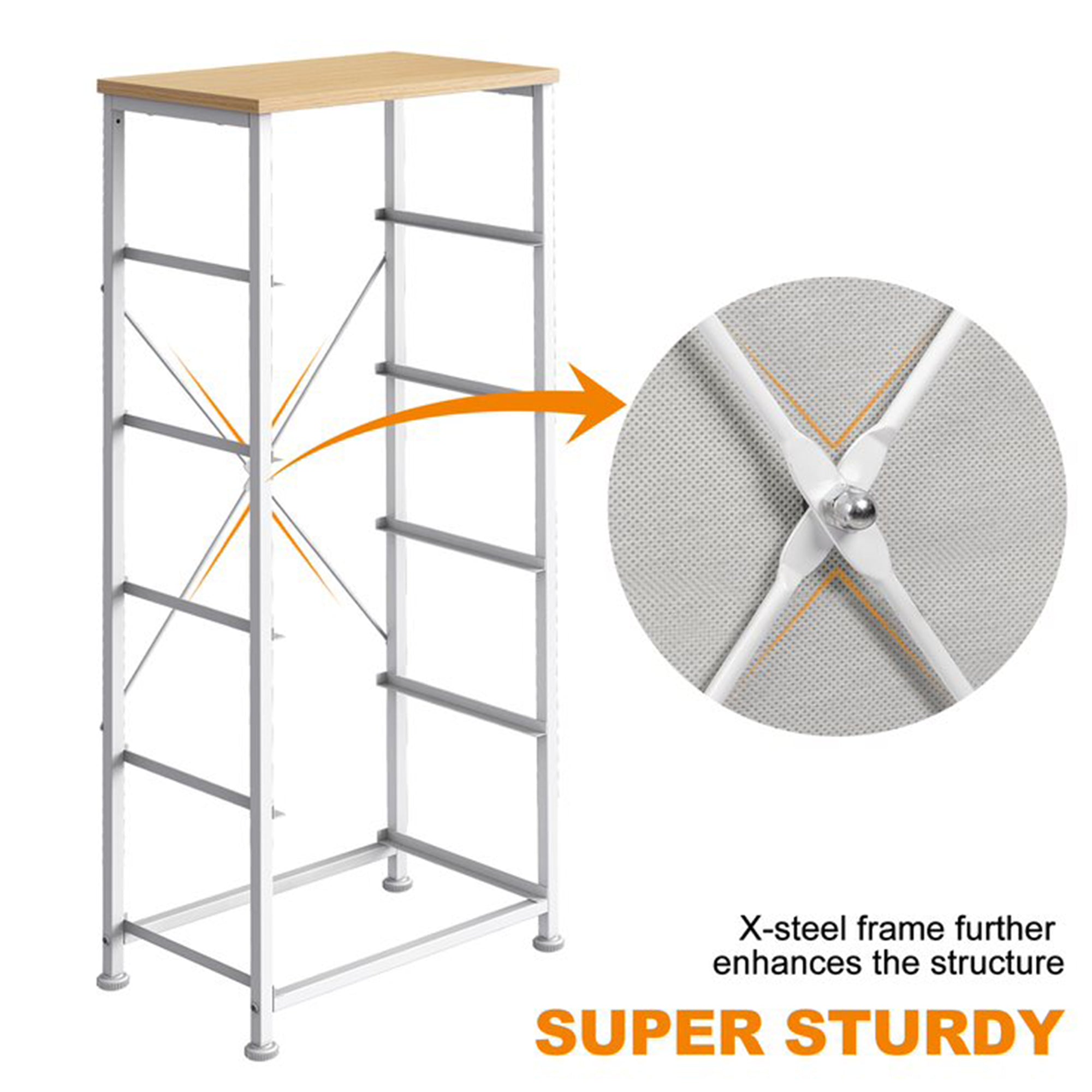 Vertical Narrow Metal Tower Dresser with 5 Fabric Drawer Bins, Taupe (Open Box) - VMInnovations