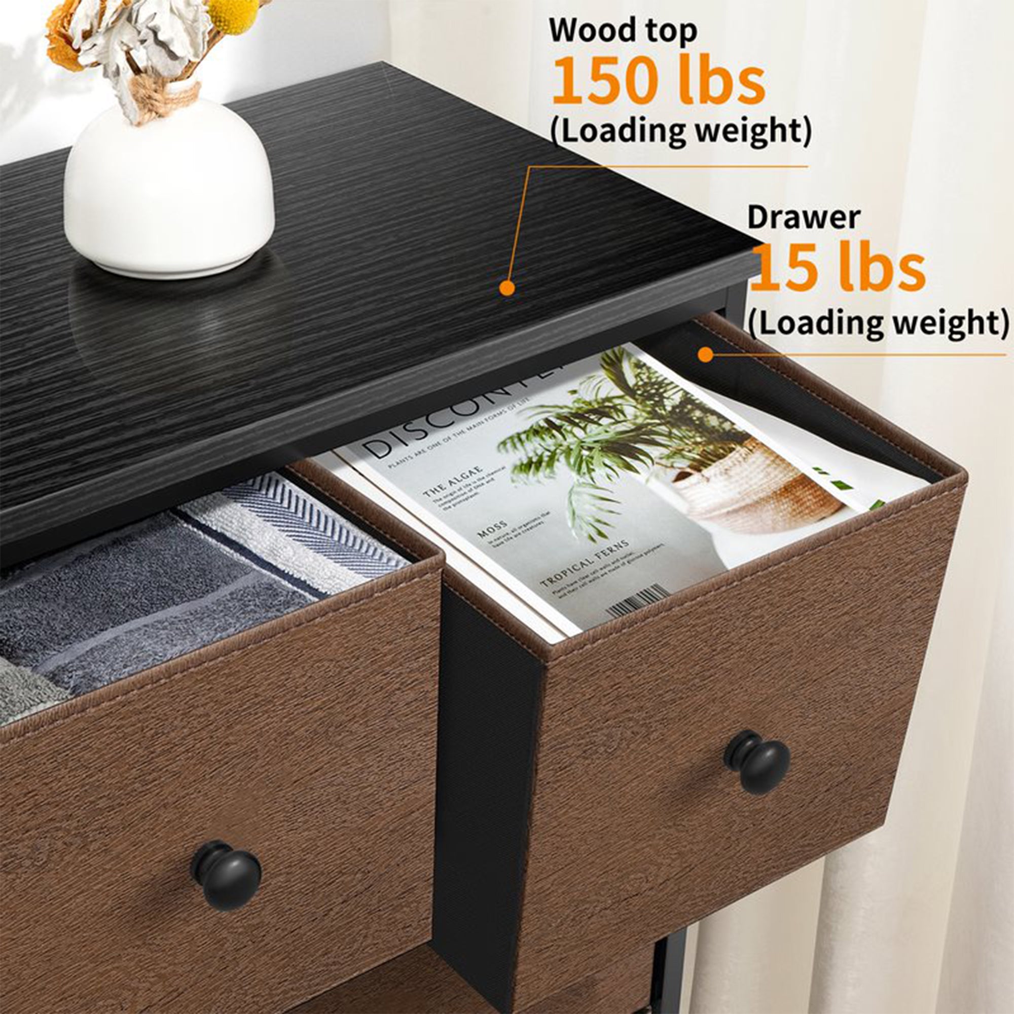 REAHOME 10 Drawer Steel Frame Bedroom Chest Dresser, Espresso (Used) - VMInnovations