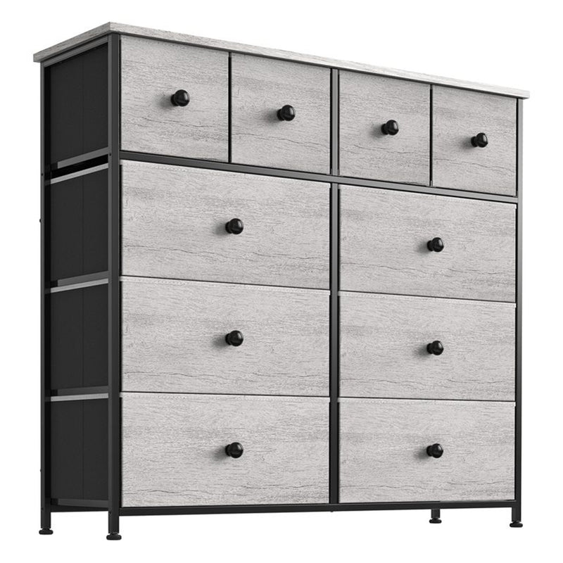 REAHOME 10 Drawer Steel Frame Bedroom Storage Organizer Dresser, Dark Taupe