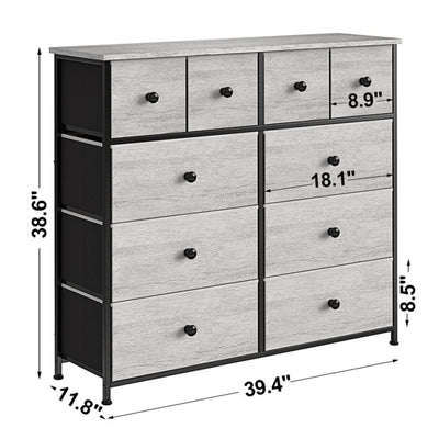 REAHOME 10 Drawer Steel Frame Storage Organizer Dresser, Dark Taupe (For Parts)