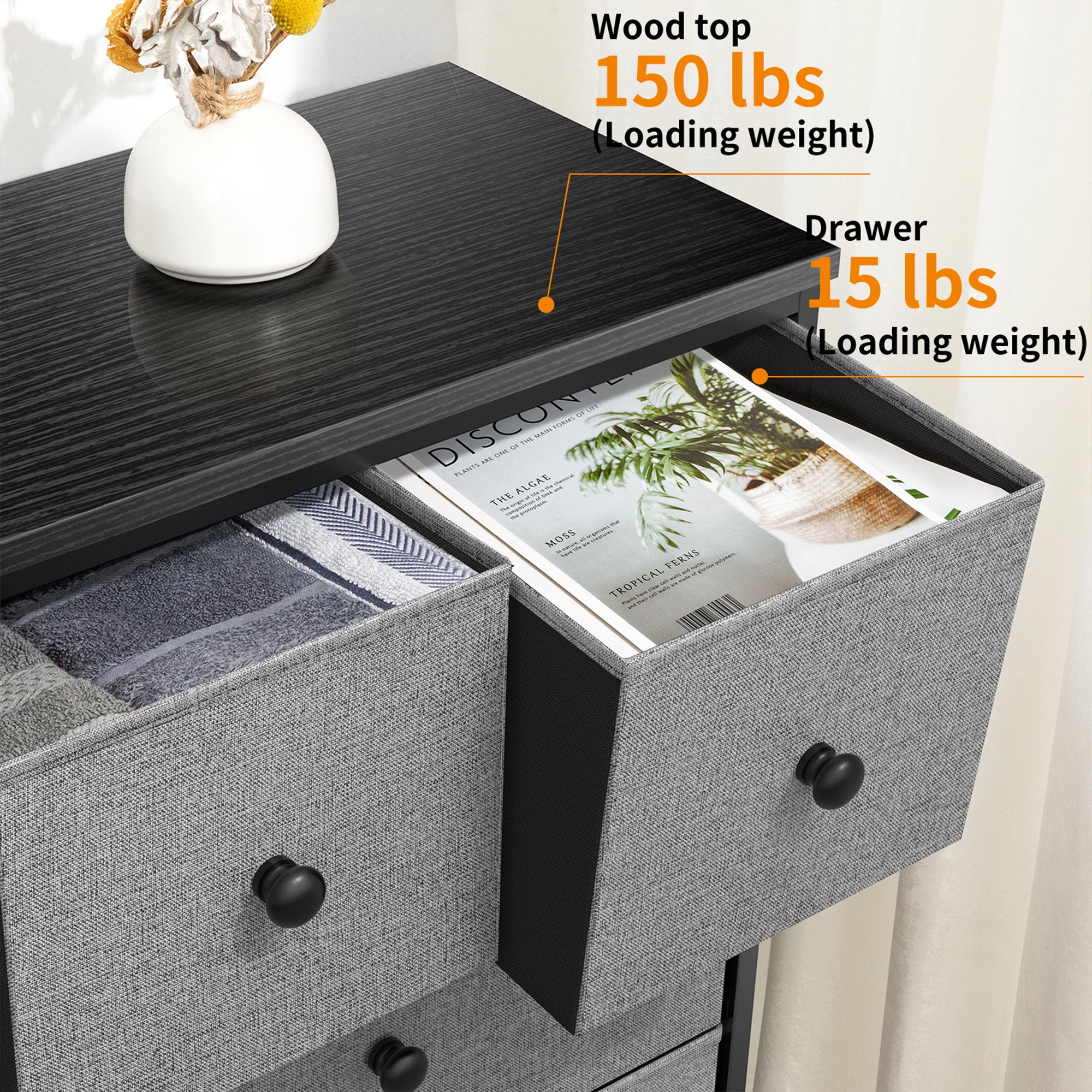 REAHOME 10 Drawer Bedroom Storage Organizer Dresser, Light Grey (For Parts) - VMInnovations