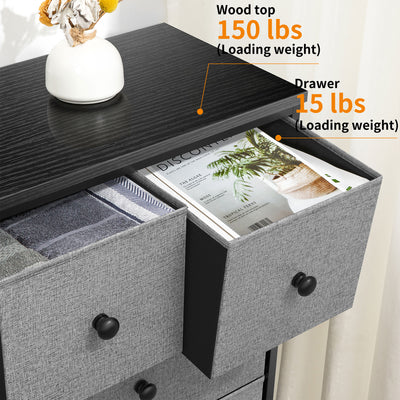 10 Drawer Steel Frame Bedroom Storage Organizer Dresser, Light Grey (Open Box)